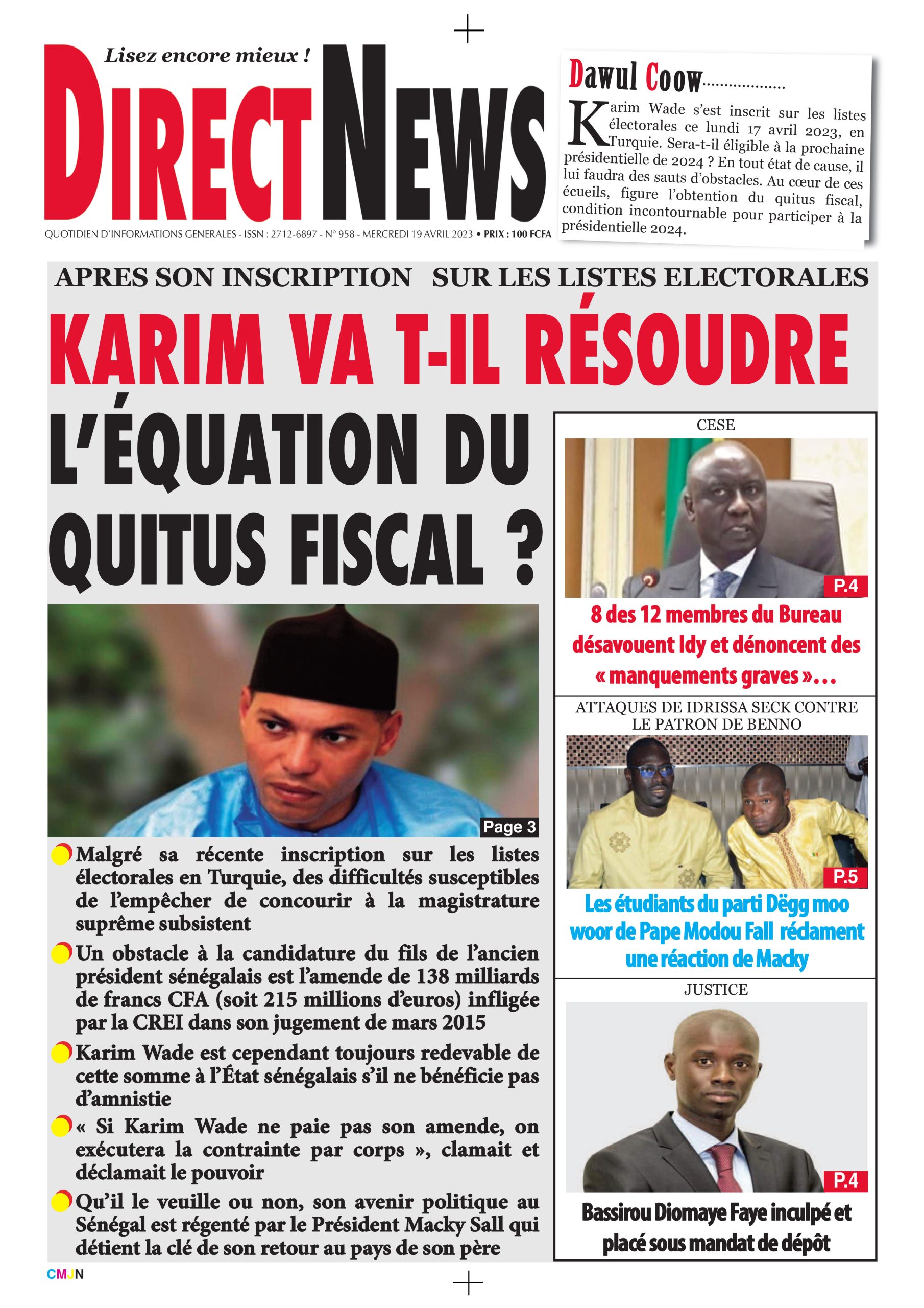 Revue de Directnews de ce mercredi 19 avril 2023 avec Junior…