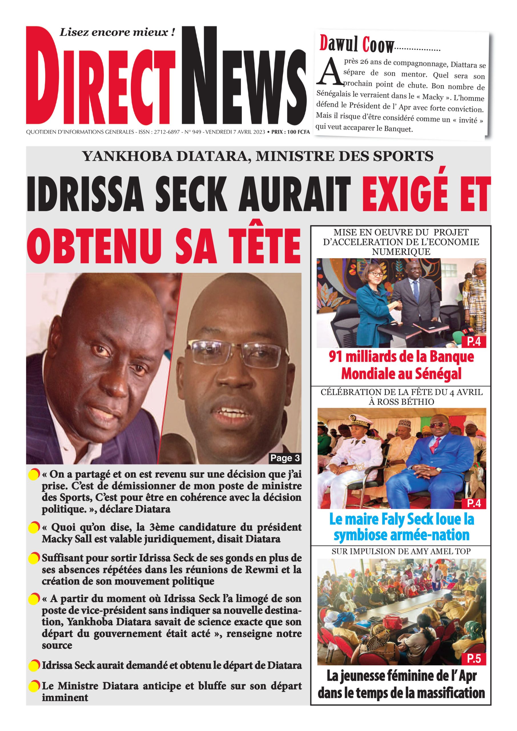 Revue de Directnews de ce vendredi 7 avril 2023 avec Junior…