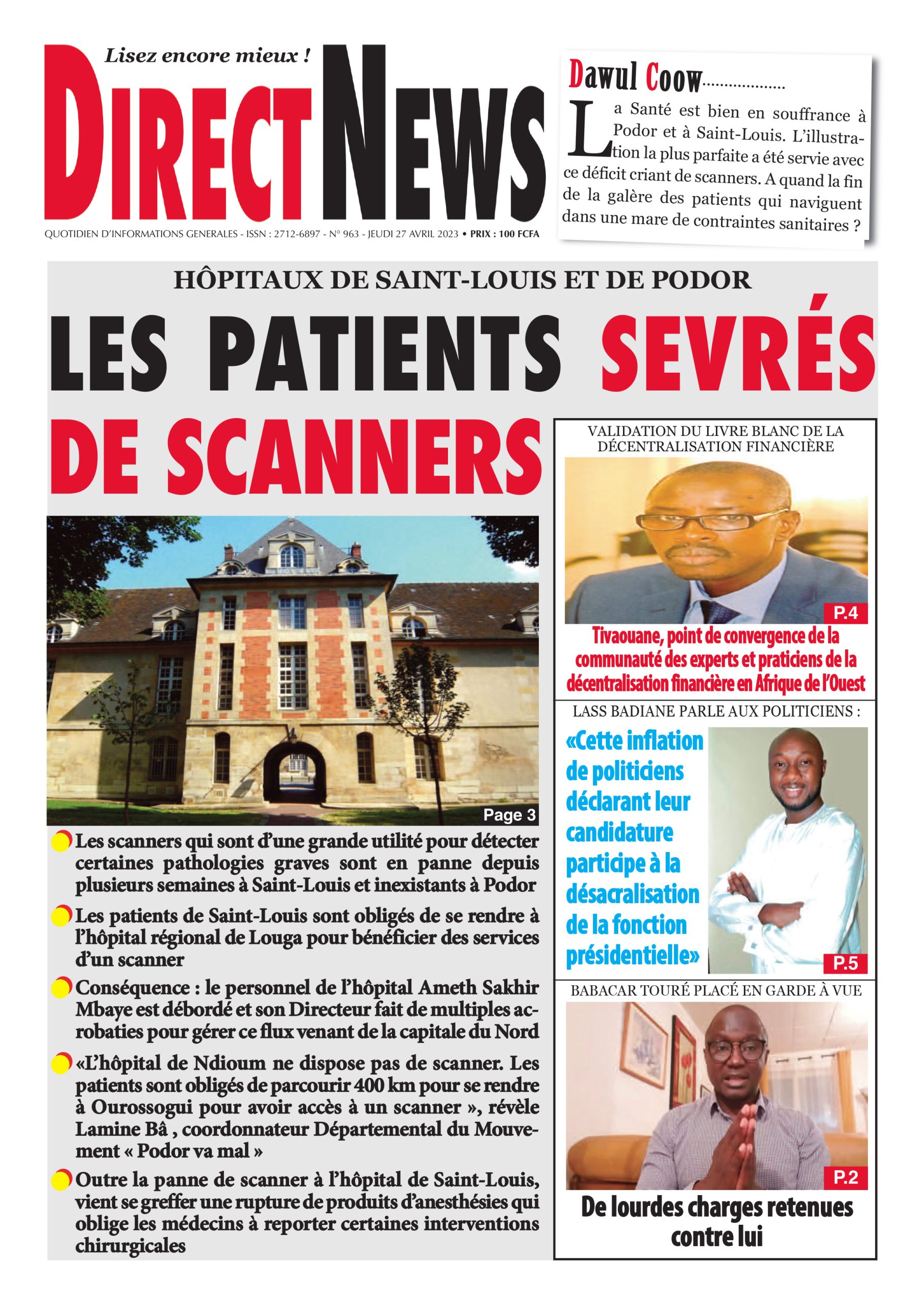 La revue de Directnews de ce jeudi 27 avril 2023 avec Junior…