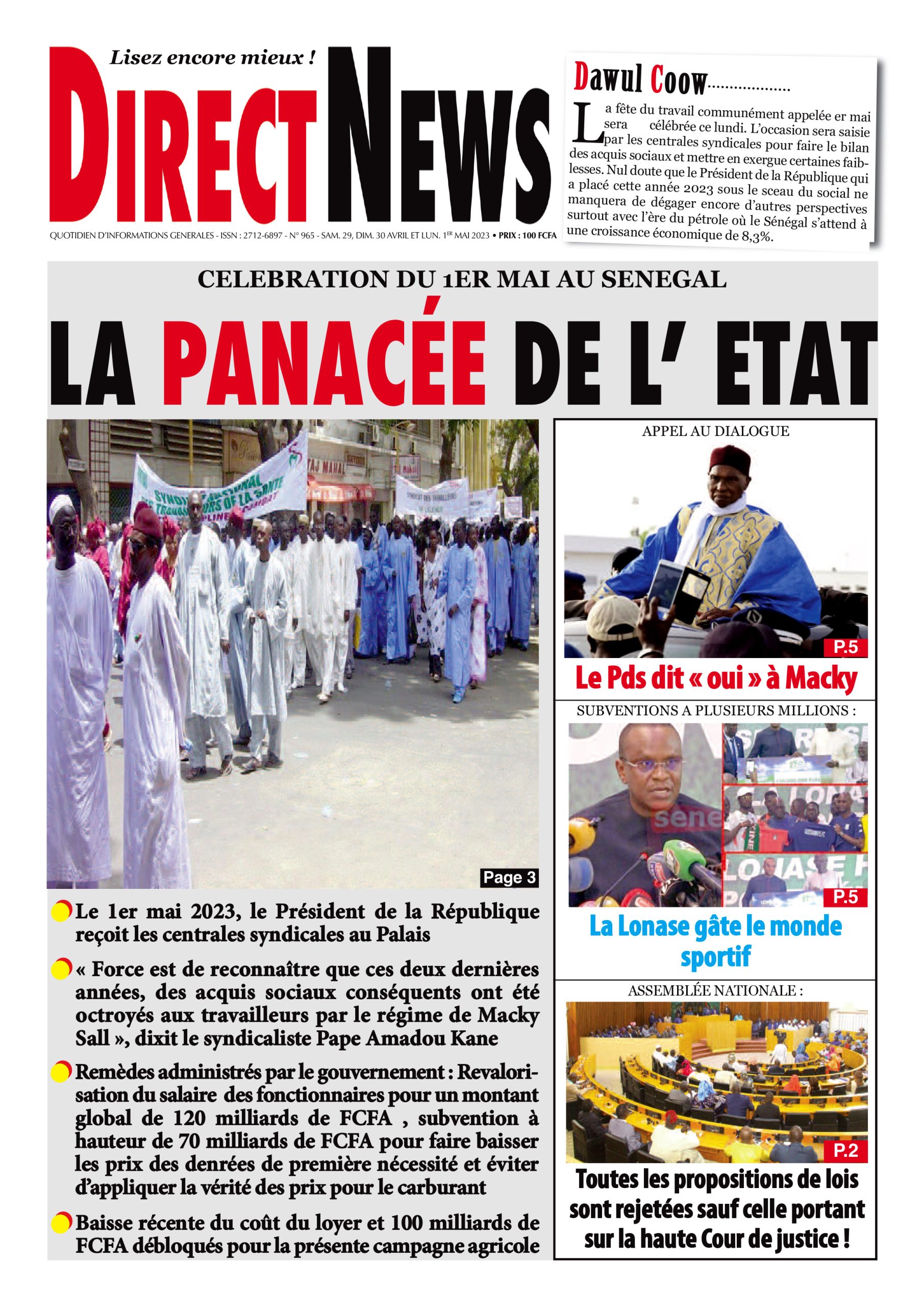 Revue du quotidien Directnews de ce samedi 29 Avril 2023 avec Junior…