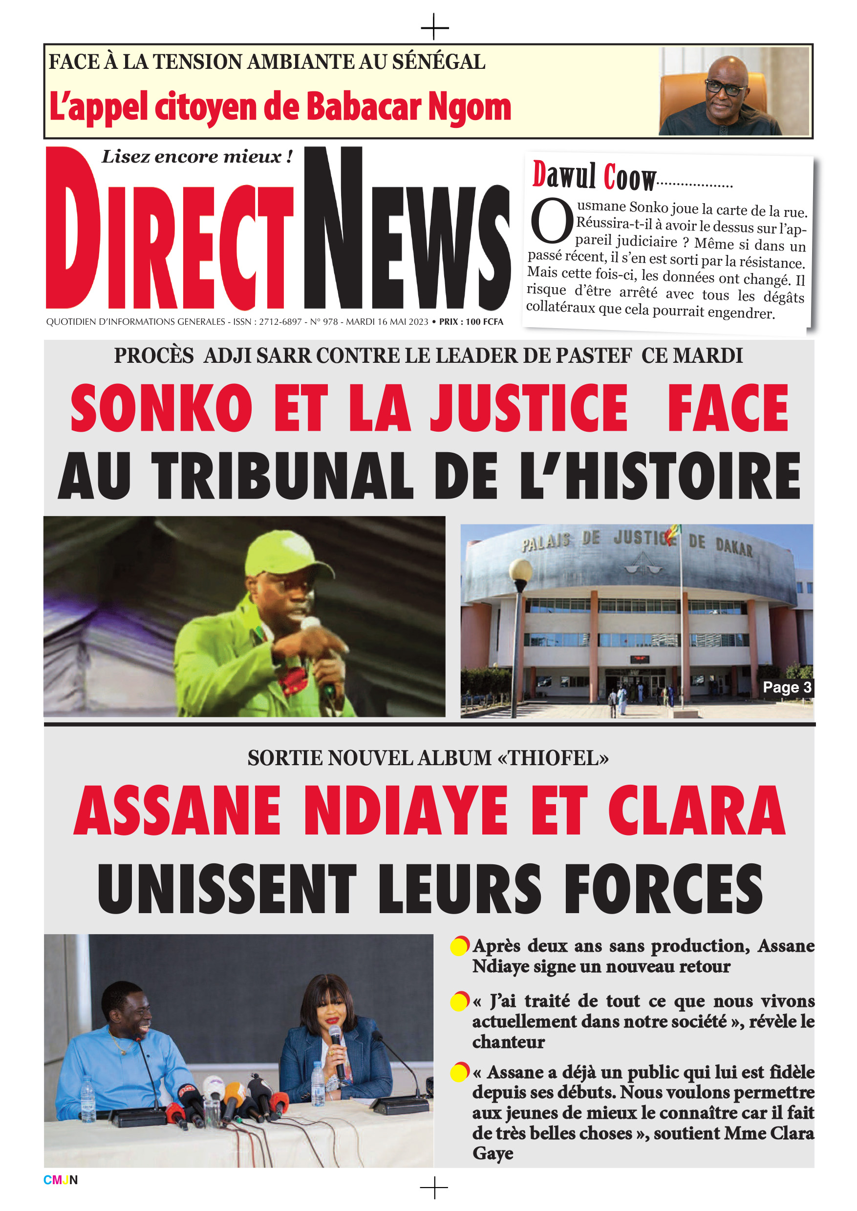 Revue de Directnews de ce mardi 16 mai 2023 avec Junior…