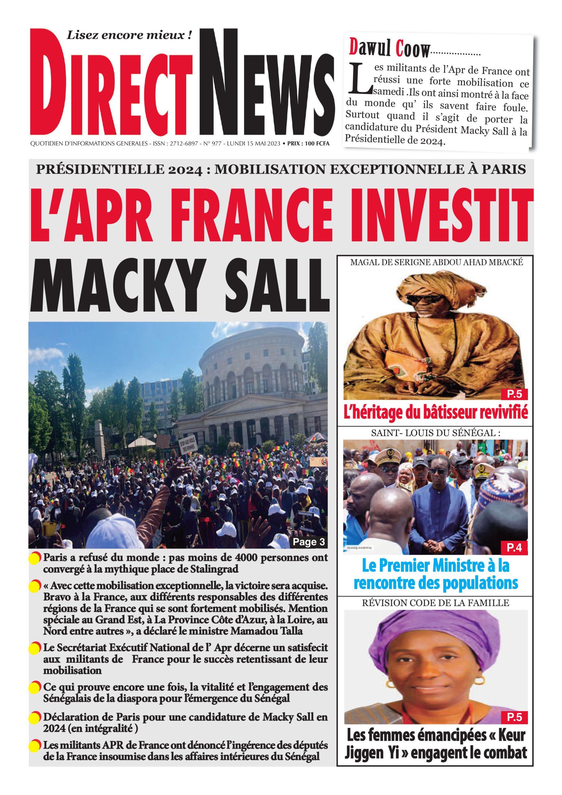 Revue de Directnews de ce lundi 15 mai 2023 avec Junior…