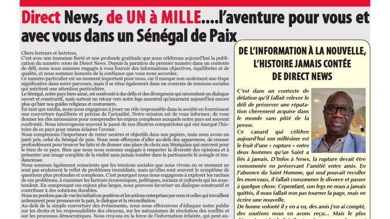 Revue du millième numéro de  Directnews ce mardi 13 juin 2023 avec Junior…