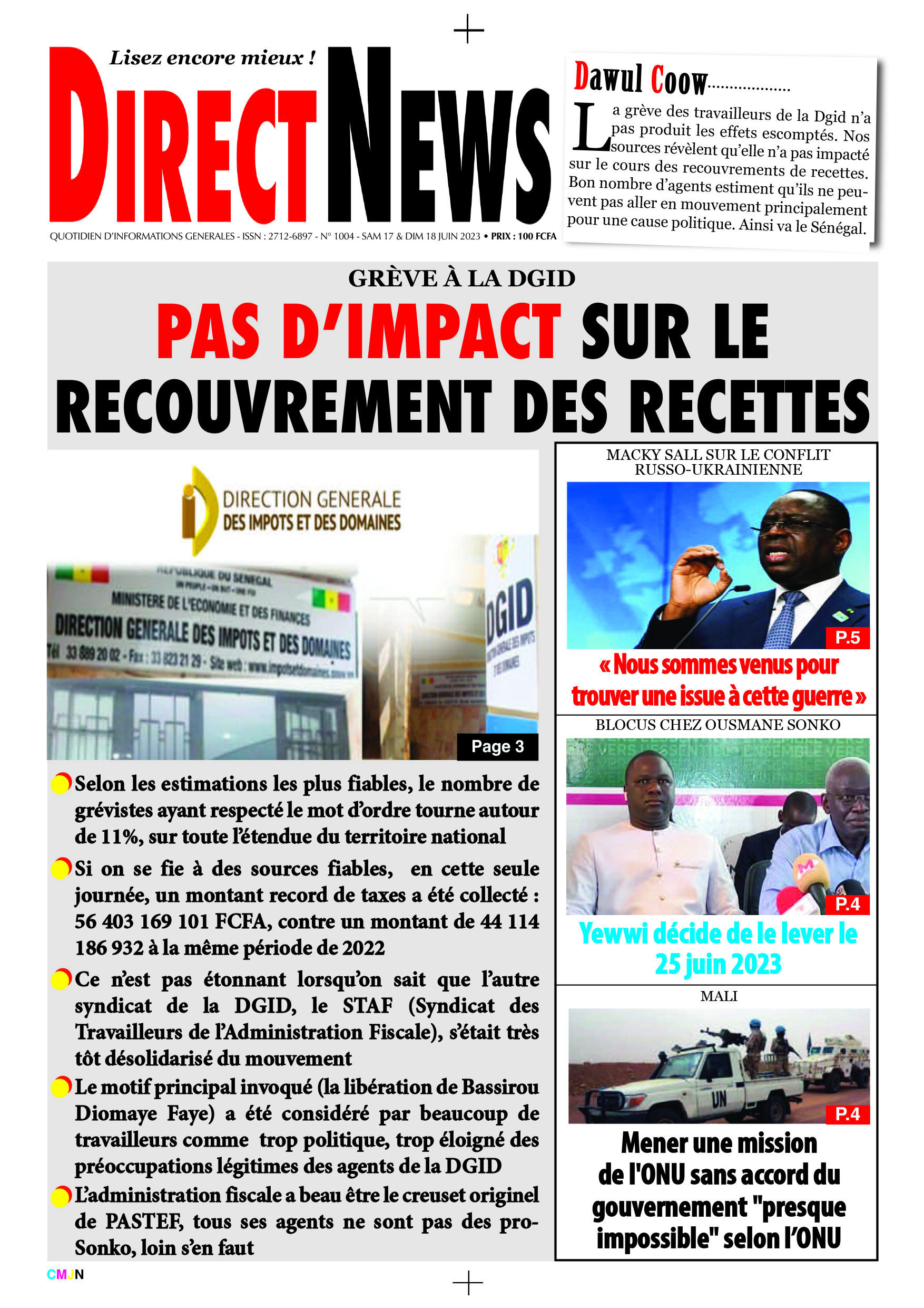 Revue de Directnews de ce samedi 17 juin 2023 avec Junior…