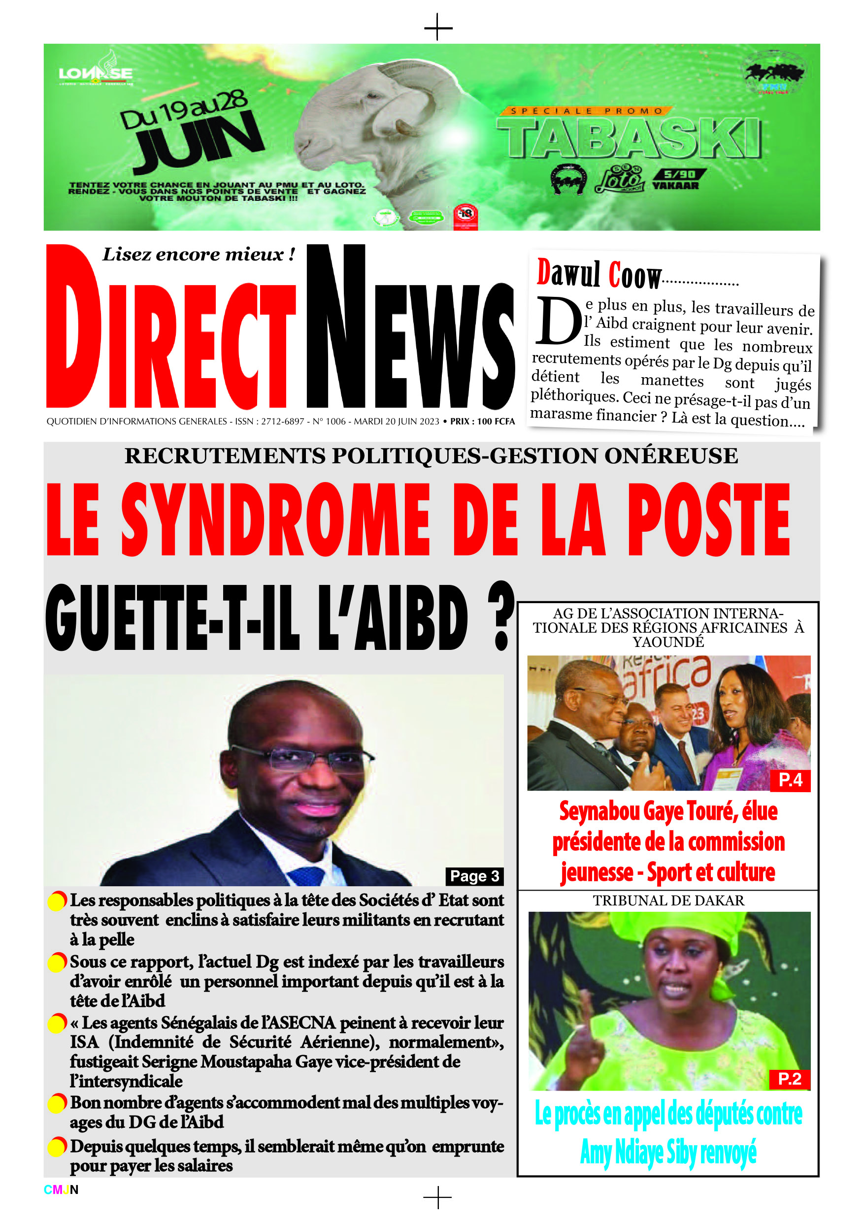 Revue de Directnews  de ce mardi 20 juin 2023 avec Junior…