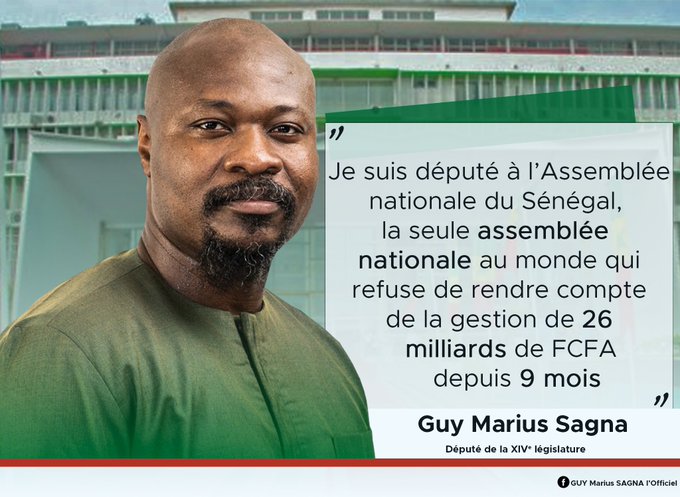 Guy Marius Sagna Député: « Je suis à la seule Assemblée nationale qui refuse de rendre compte de la gestion de 26 milliards… »