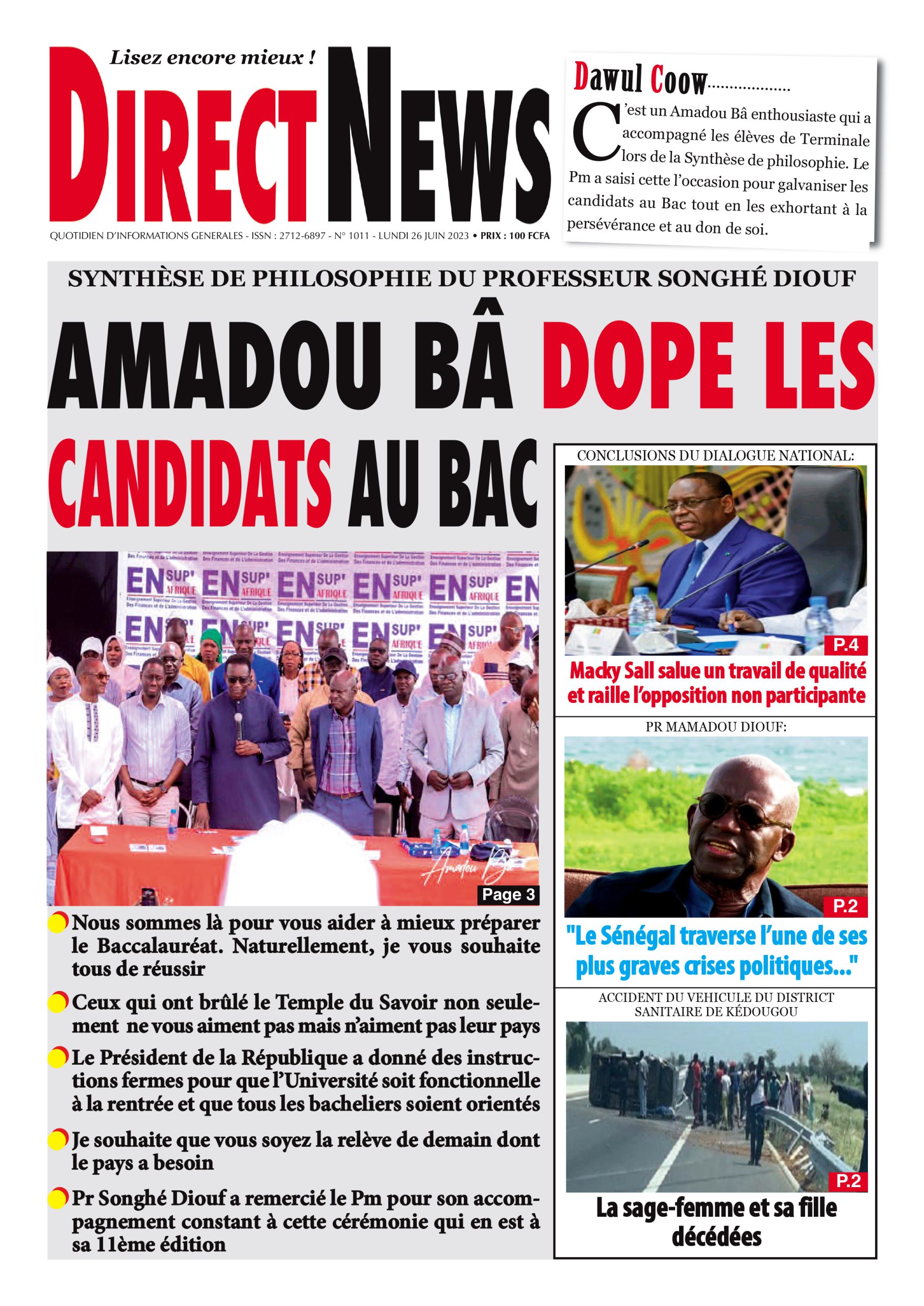 La revue  de Directnews de ce lundi 26 juin 2023 avec Junior…