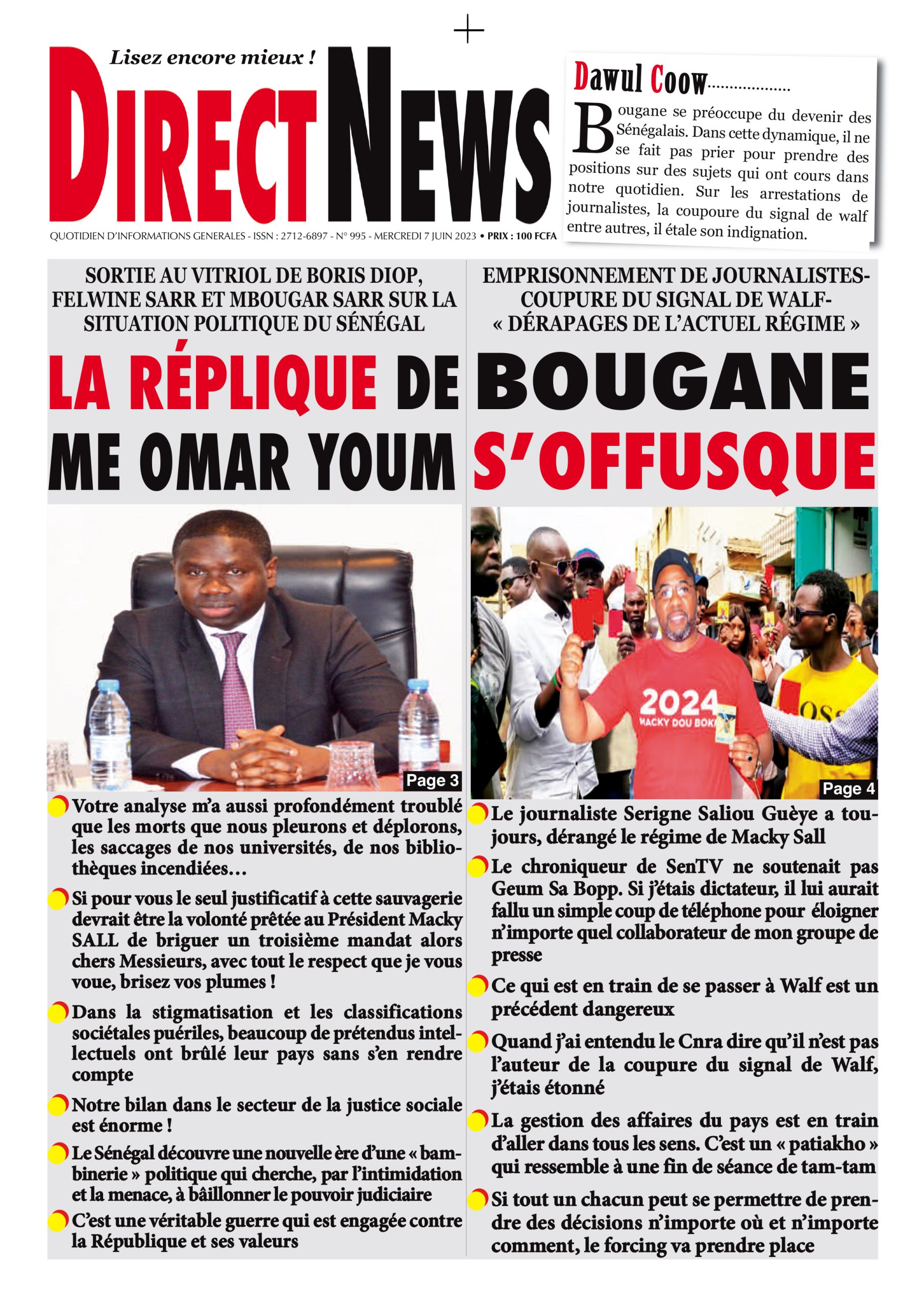 Revue de Directnews de ce mercredi 7 juin 2023 avec Junior…