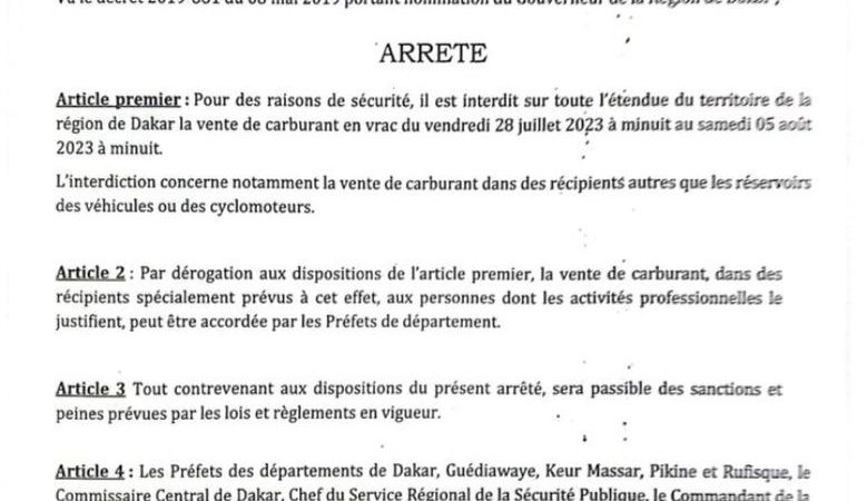 Dakar : la vente de carburant dans des récipients interdite du vendredi et au samedi