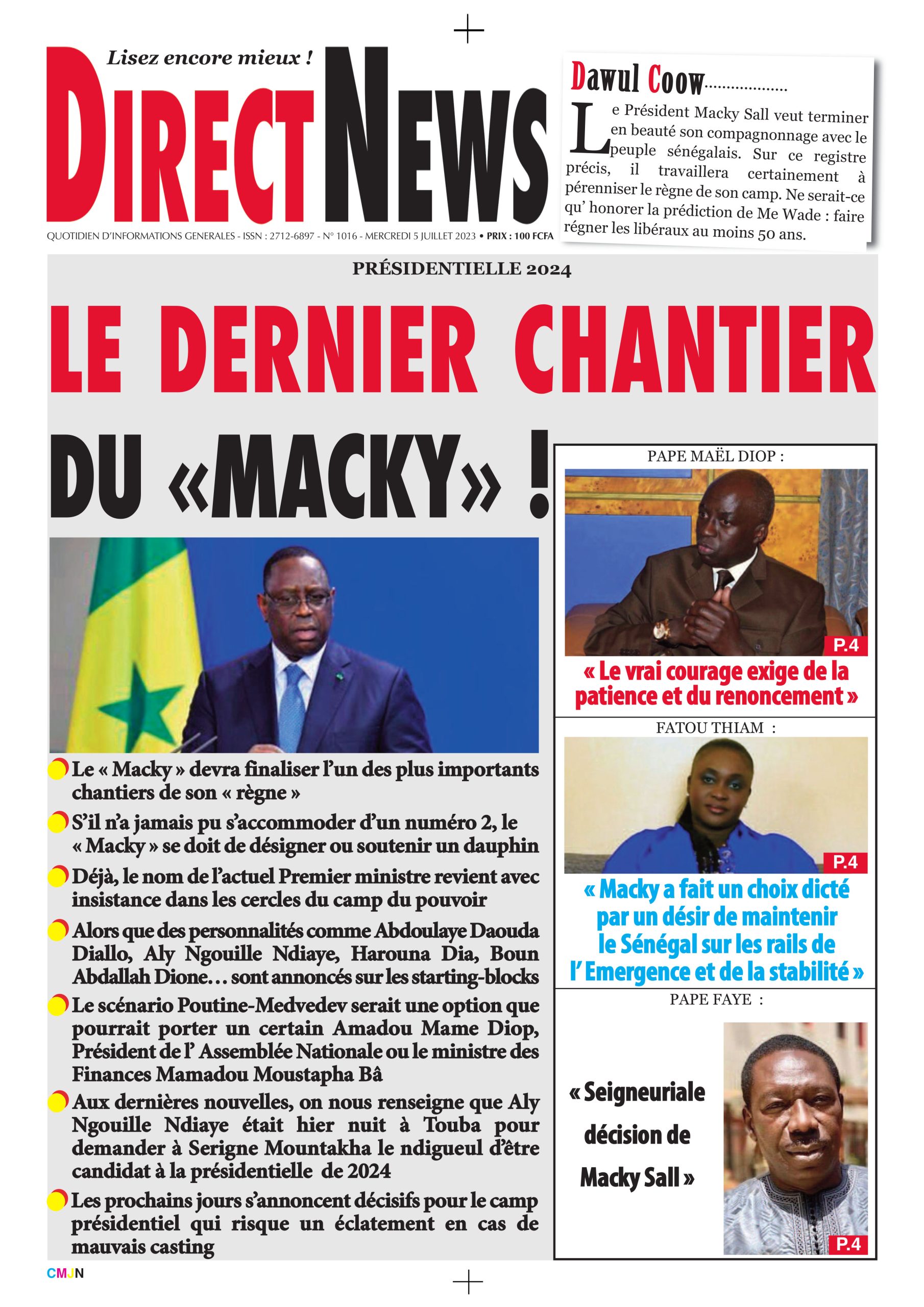 Revue de Directnews  de ce mercredi 5 juillet 2023 avec Junior…