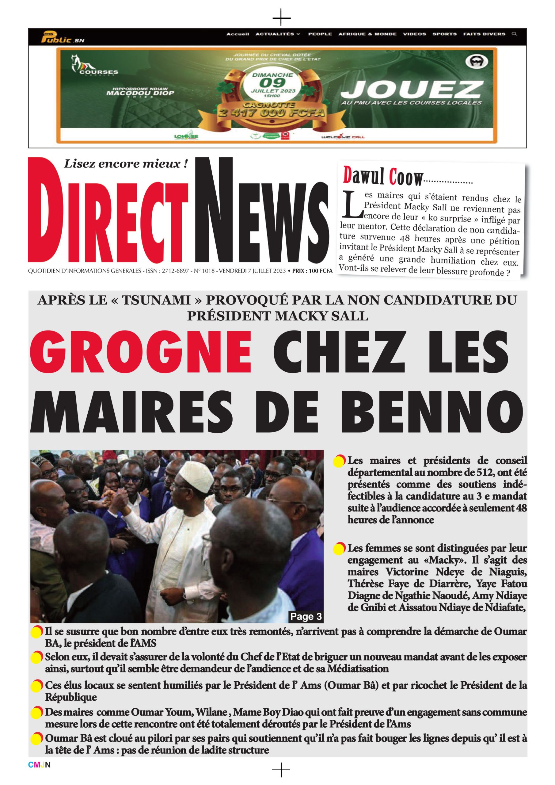 La revue  de Directnews de ce vendredi 07 juillet 2023 avec Junior…