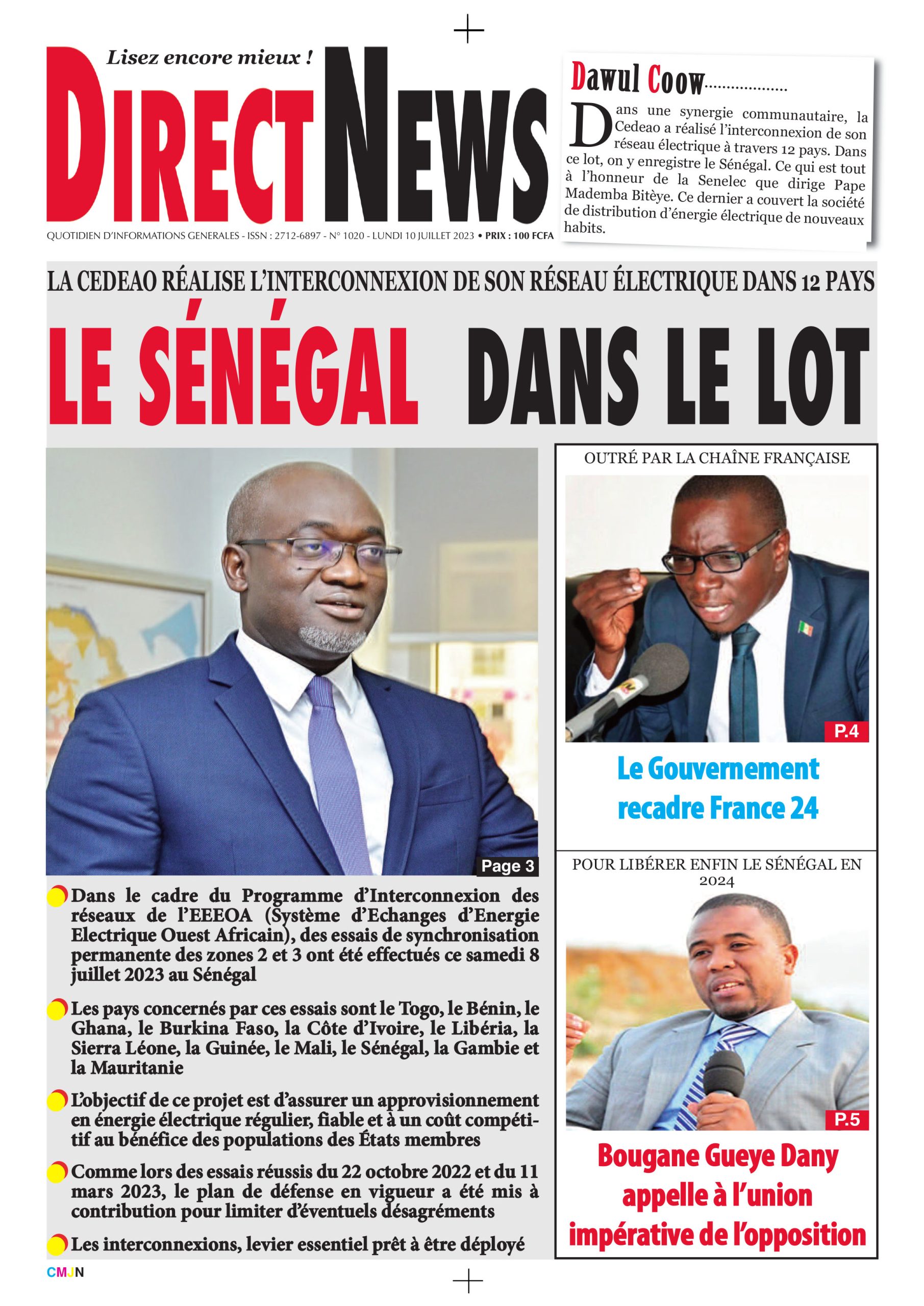 Revue de Directnews  de ce lundi 10 juillet 2023 avec Junior…