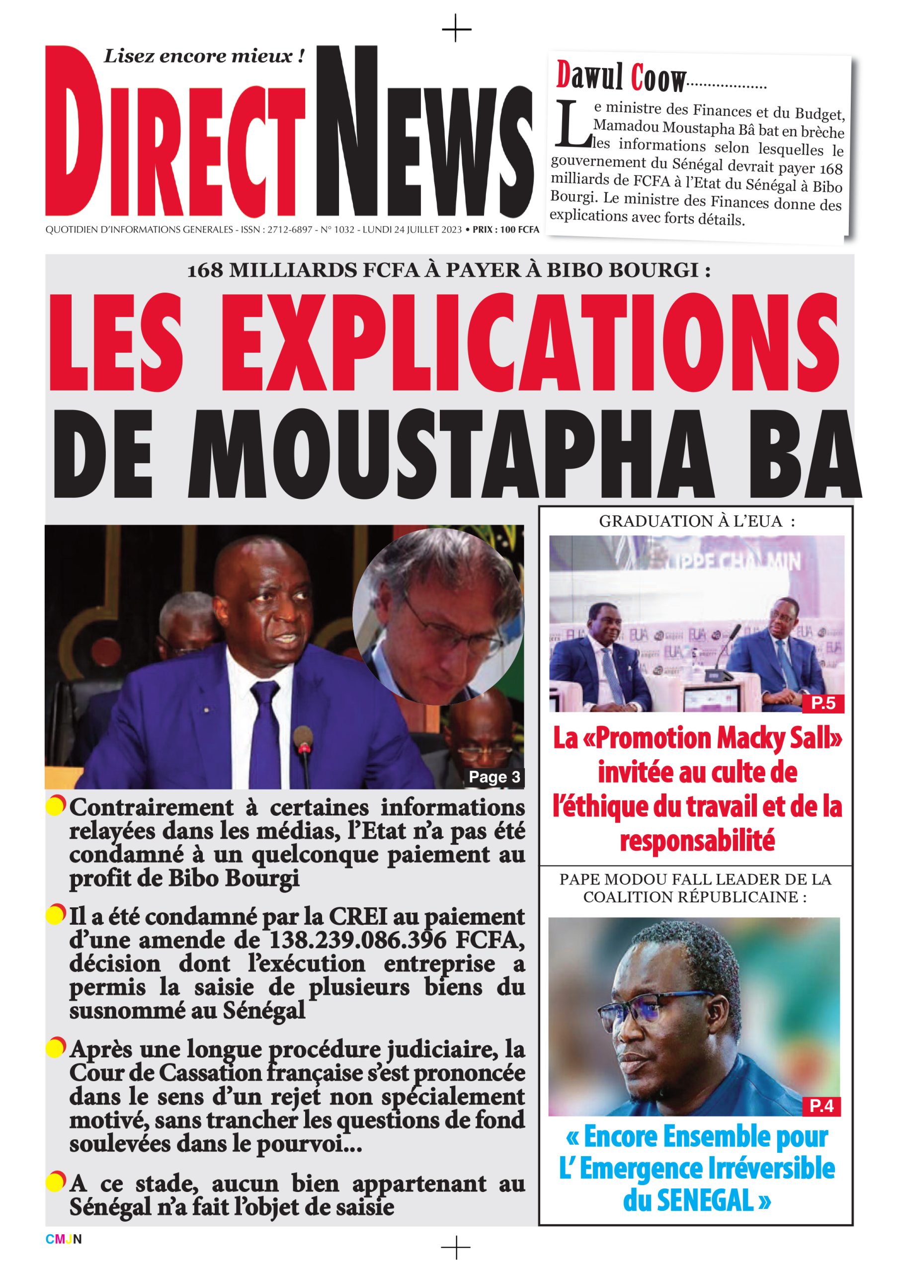 Revue de Directnews de ce lundi 24 juillet 2023 avec Junior…