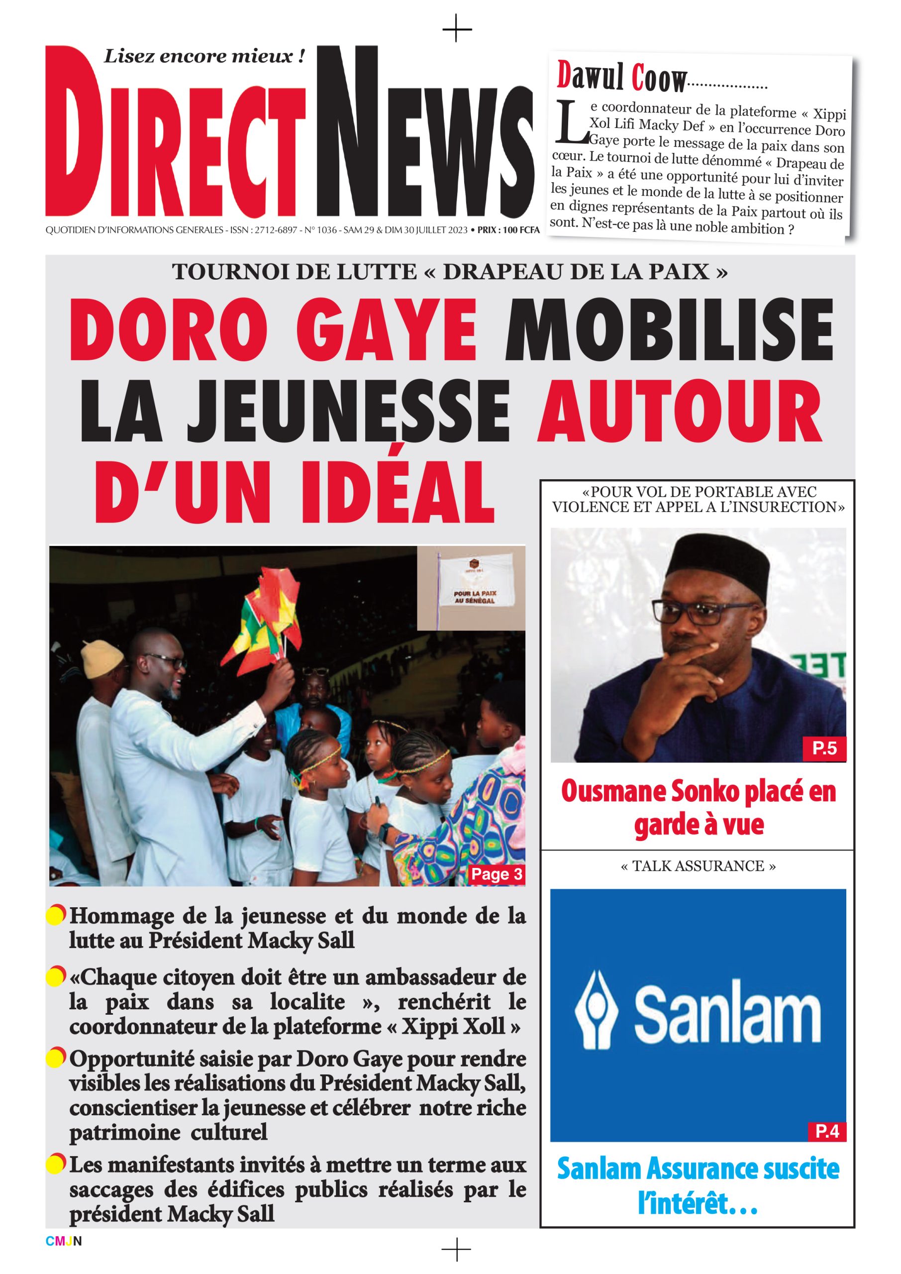 Revue de Directnews  de ce samedi 29 juillet 2023 avec Junior…