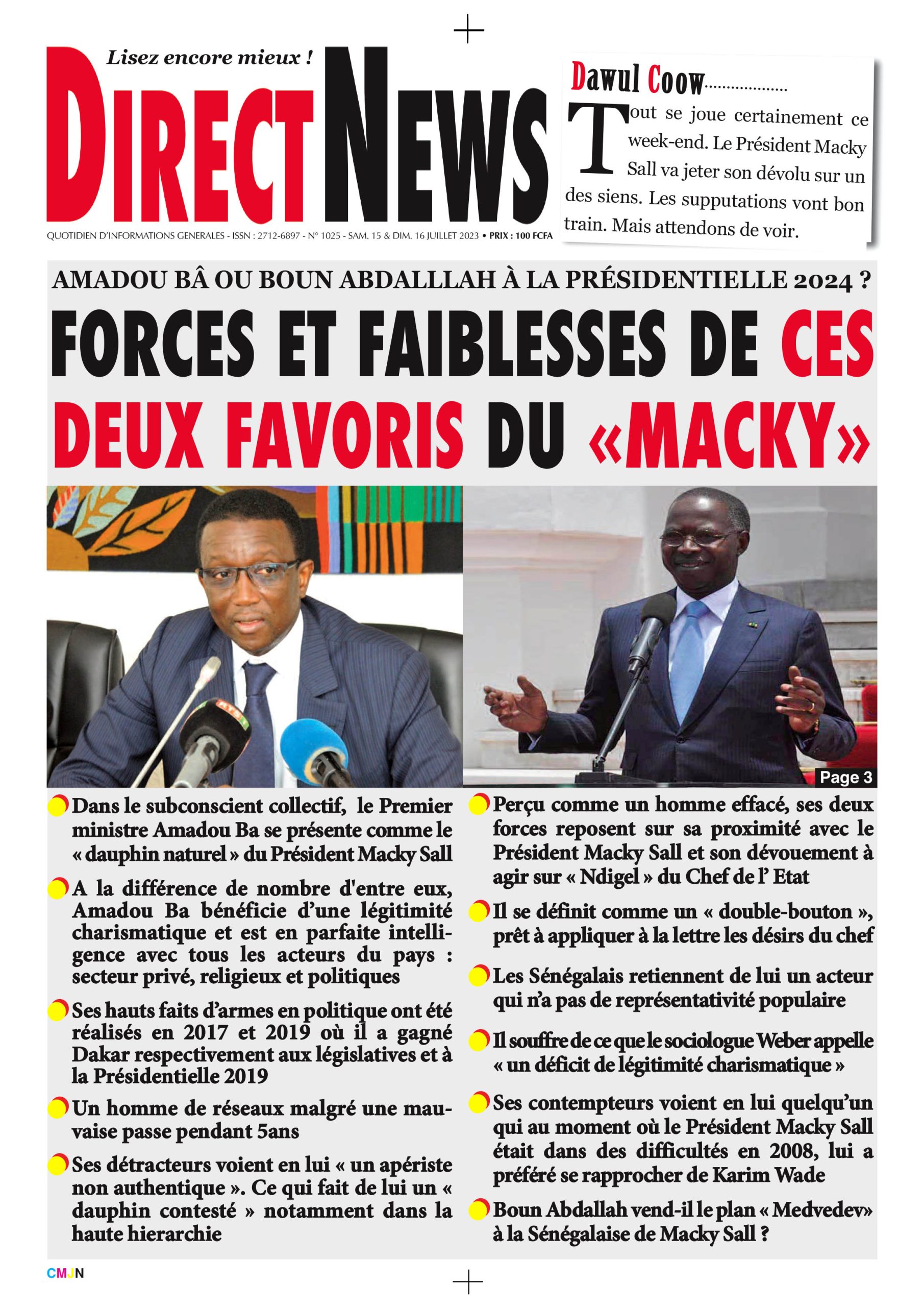 La revue  de Directnews de ce samedi 15 juillet 2023 avec Junior…