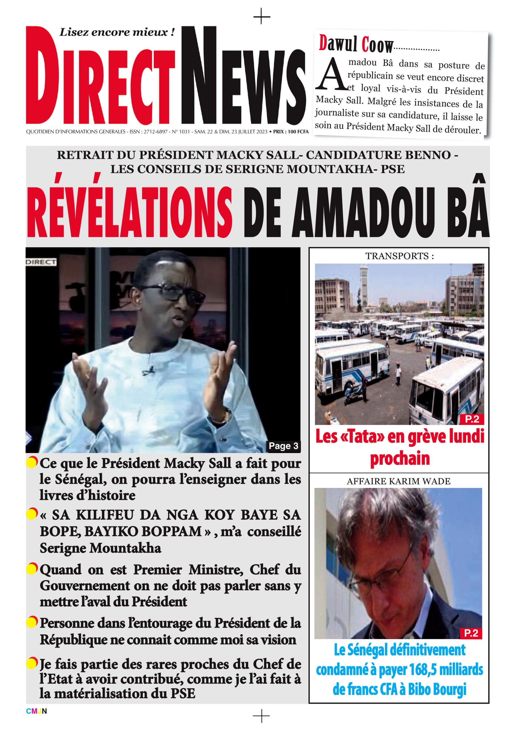 Revue du quotidien  Directnews de ce samedi 22 juillet 2023 avec Junior…