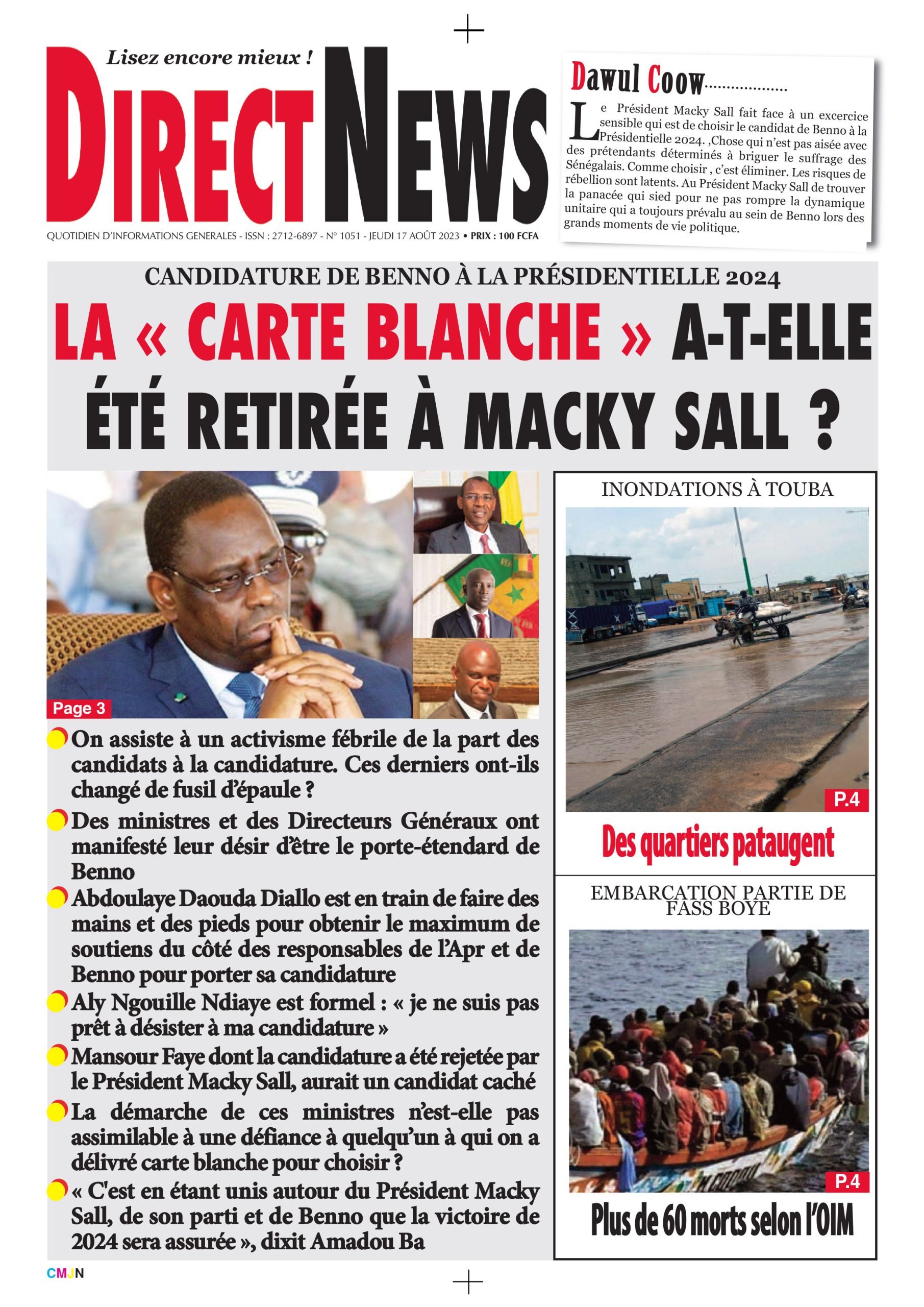 Revue de Directnews de ce jeudi 17 août 2023 avec Junior…