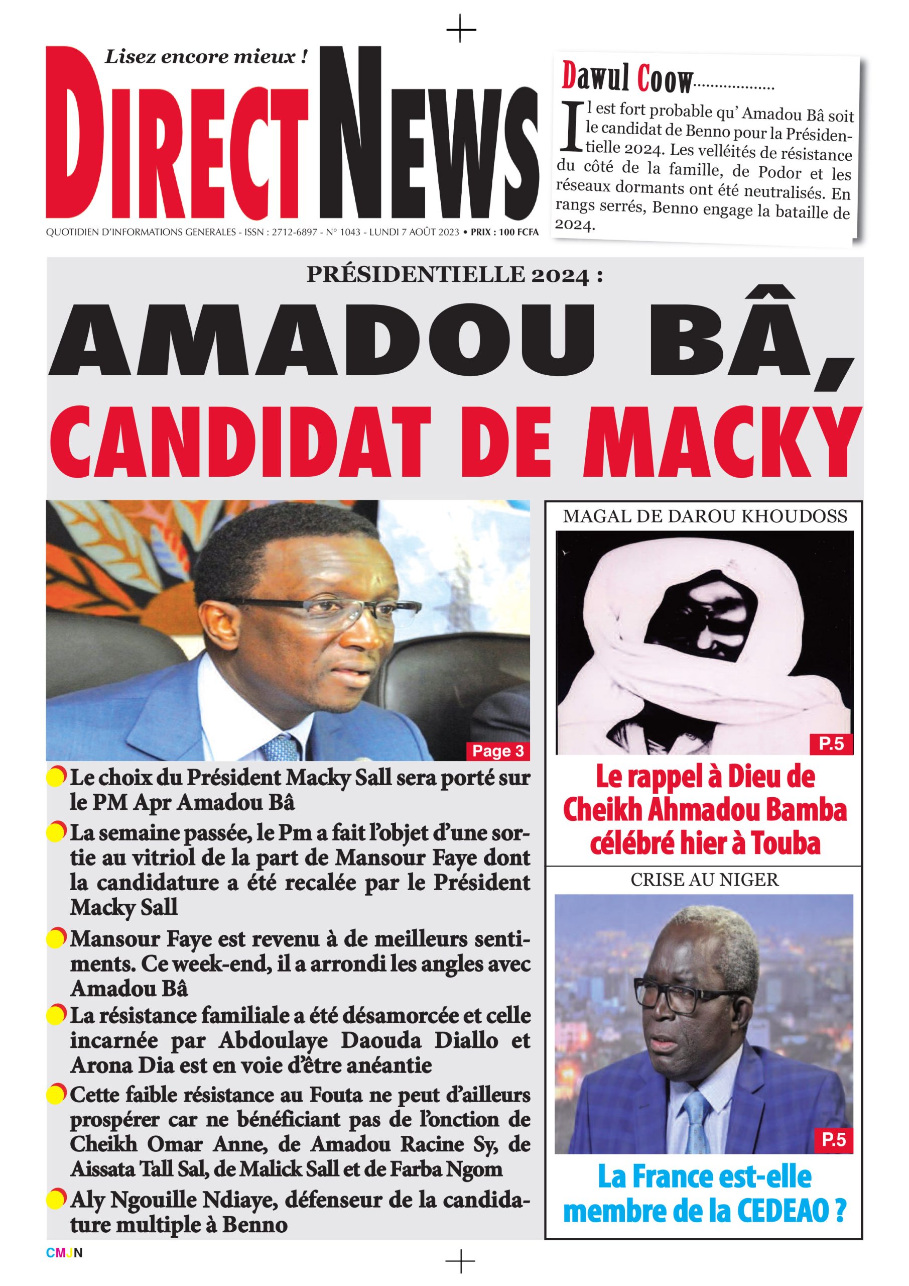 La revue  de Directnews de ce lundi 7 juillet 2023 avec Junior…