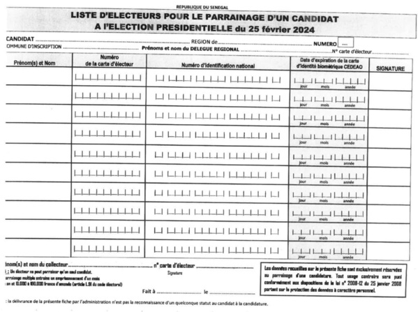 Parrainages : le piège inséré dans les fiches de signatures…