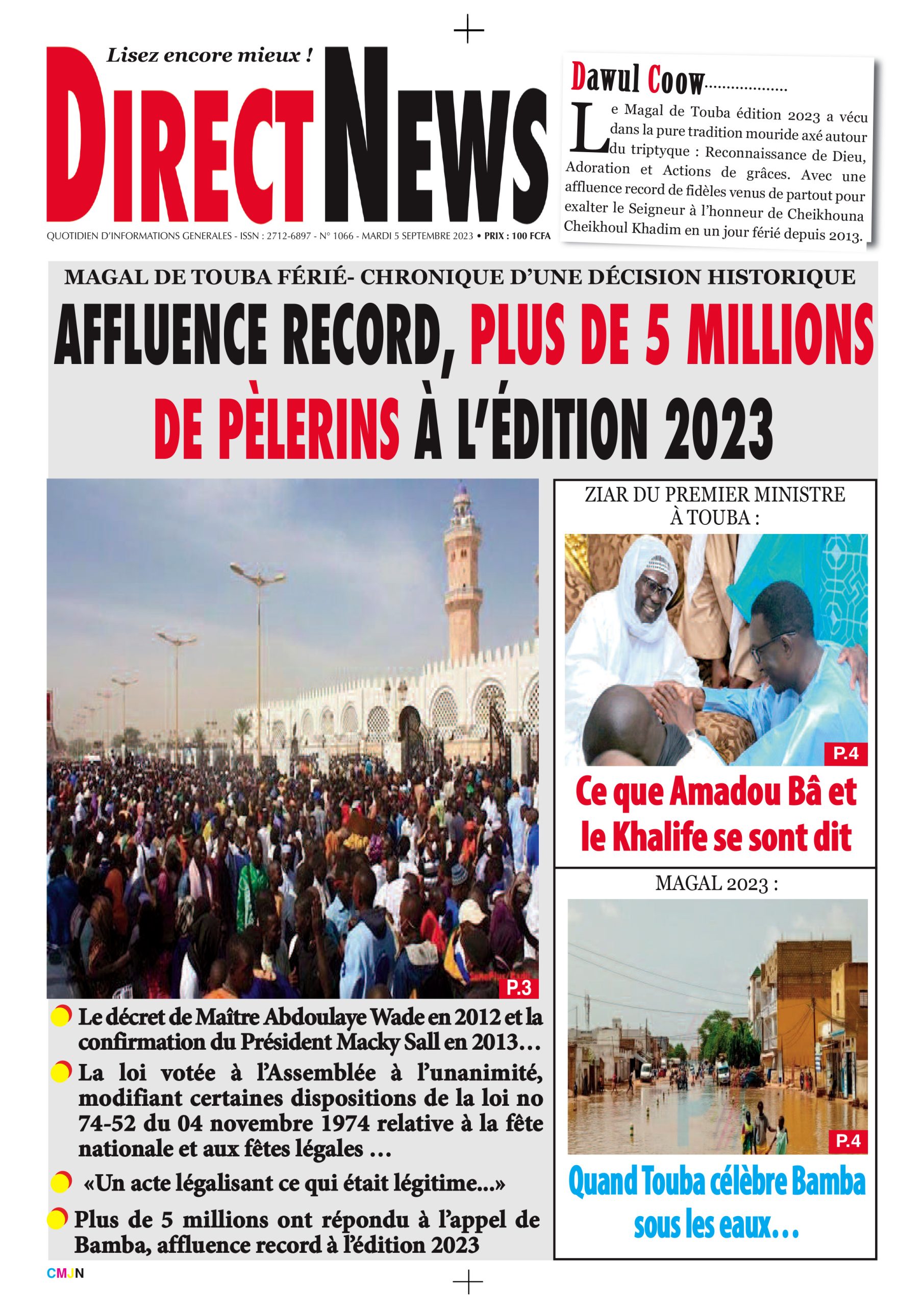 La revue  de Directnews de ce mardi 5 septembre 2023 avec Junior…