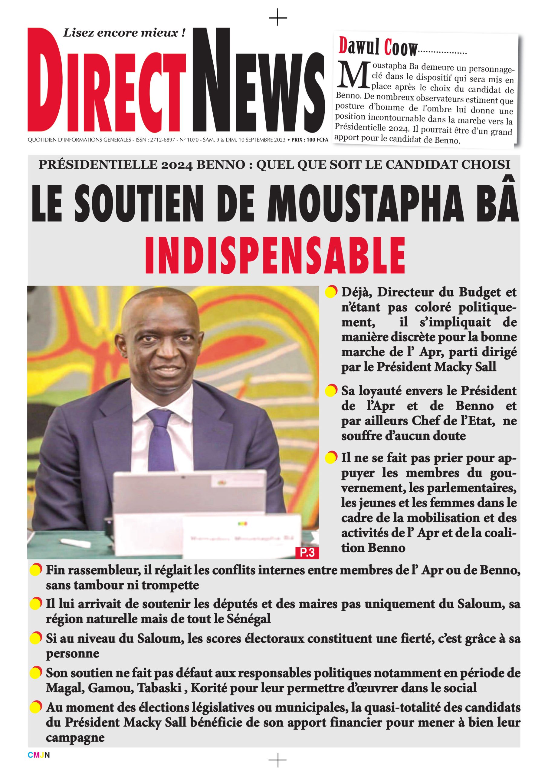 Directnews: revue  de ce samedi 9 septembre 2023 avec Junior…