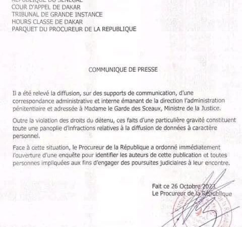 Diffusion d’un document confidentiel sur la santé de Sonko : le Procureur annonce l’ouverture d’une enquête