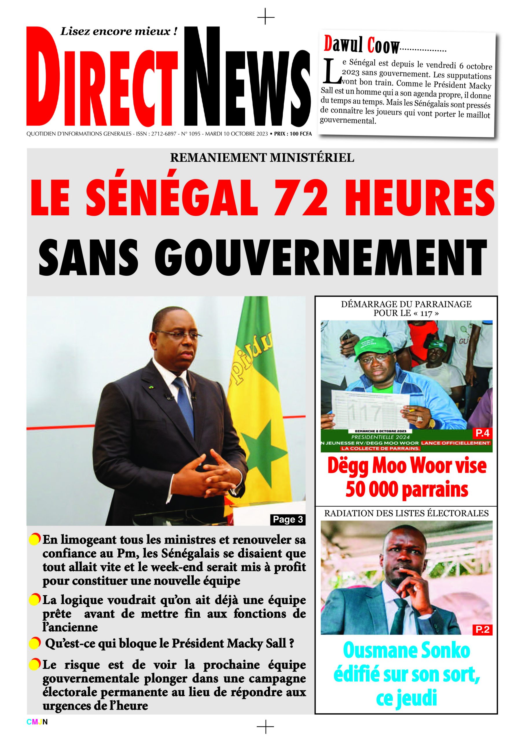 Revue de Directnews  de ce mardi 10 octobre 2023 avec Junior…