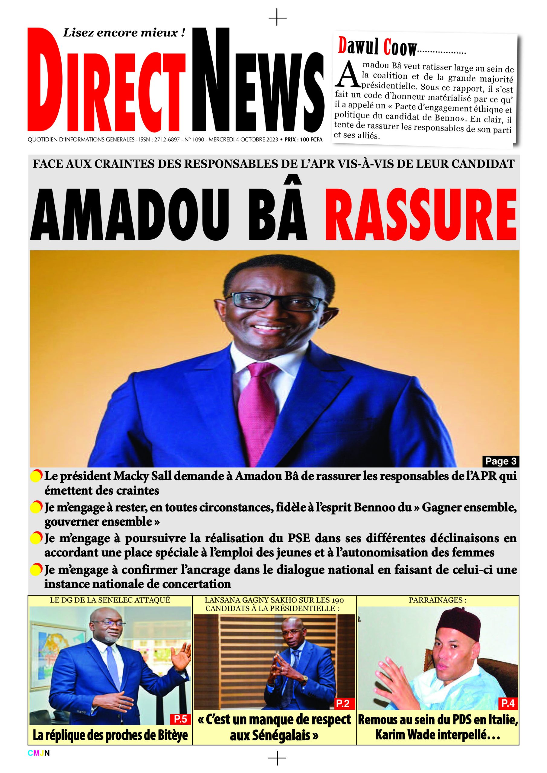 Directnews: Revue  de ce mercredi 4 octobre 2023 avec Junior…