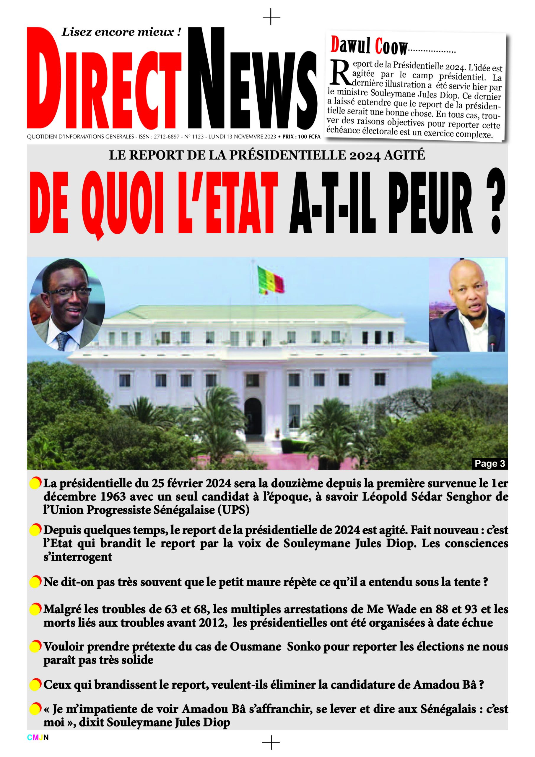 Directnews: La revue  de Junior de ce 13 novembre 2023…