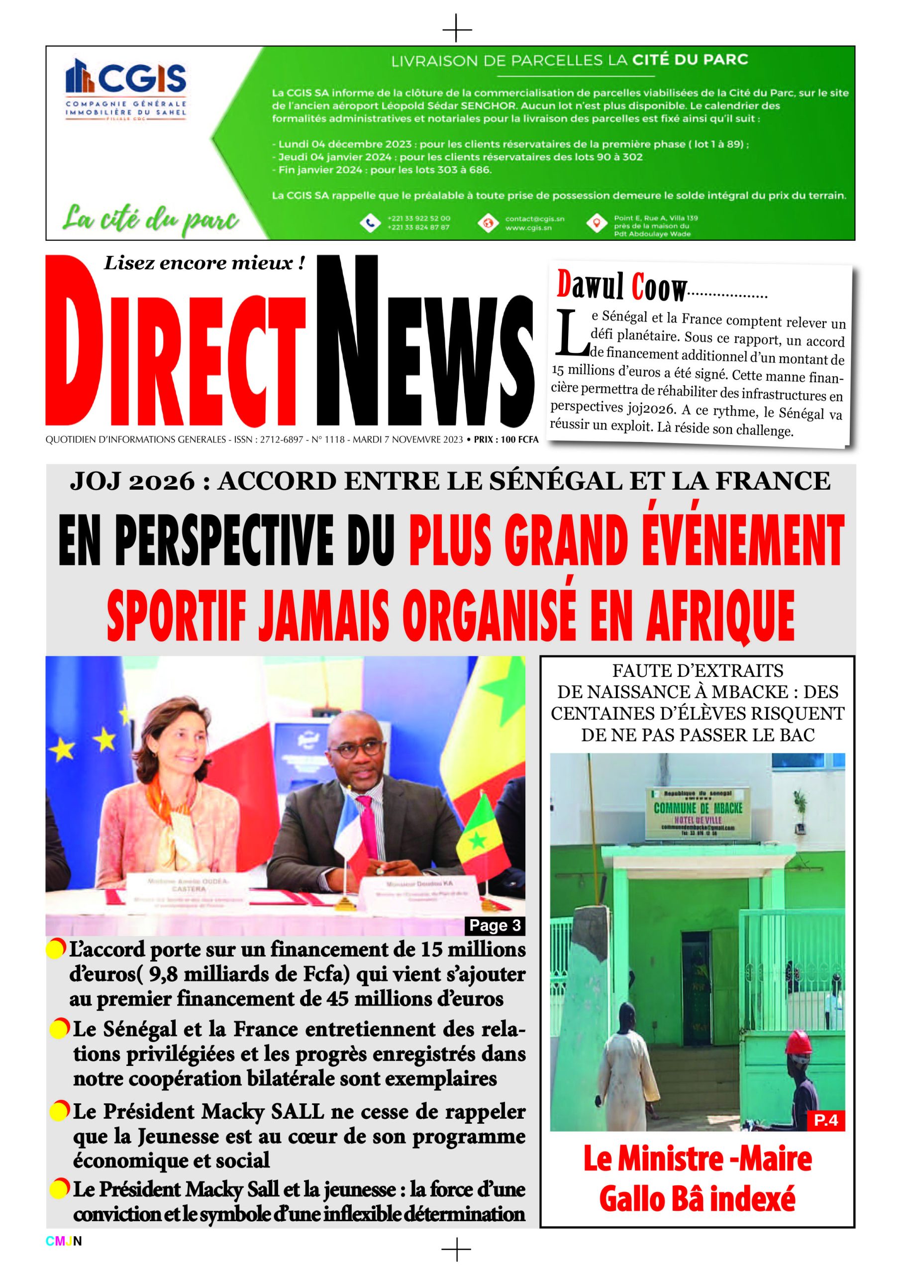 Revue de Directnews de ce mardi 7 novembre 2023 avec Junior…