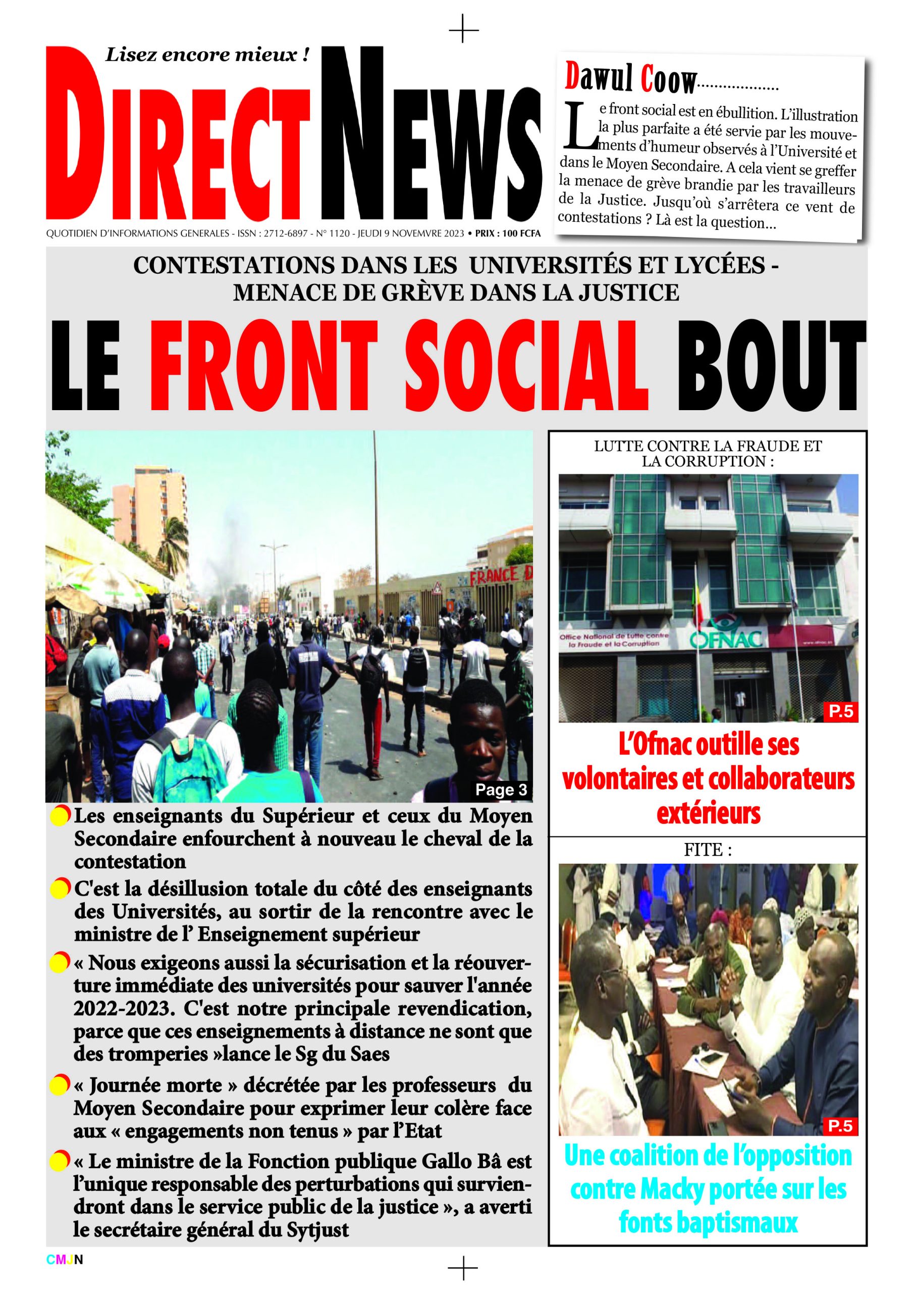 Revue de Directnews  de ce jeudi 9 novembre 2023 avec Junior…