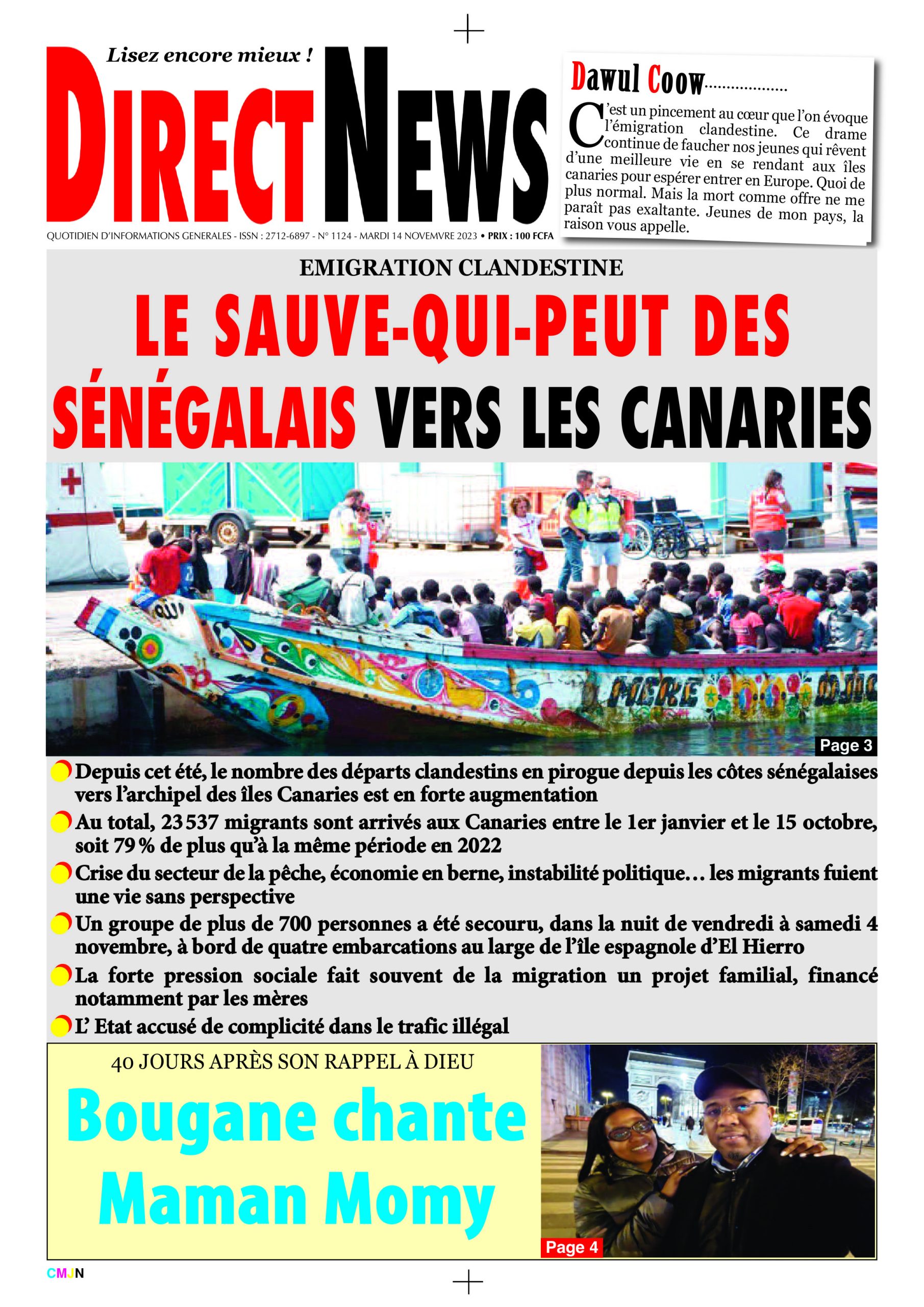 La revue  de Directnews de ce mardi 14 novembre 2023 avec Junior…