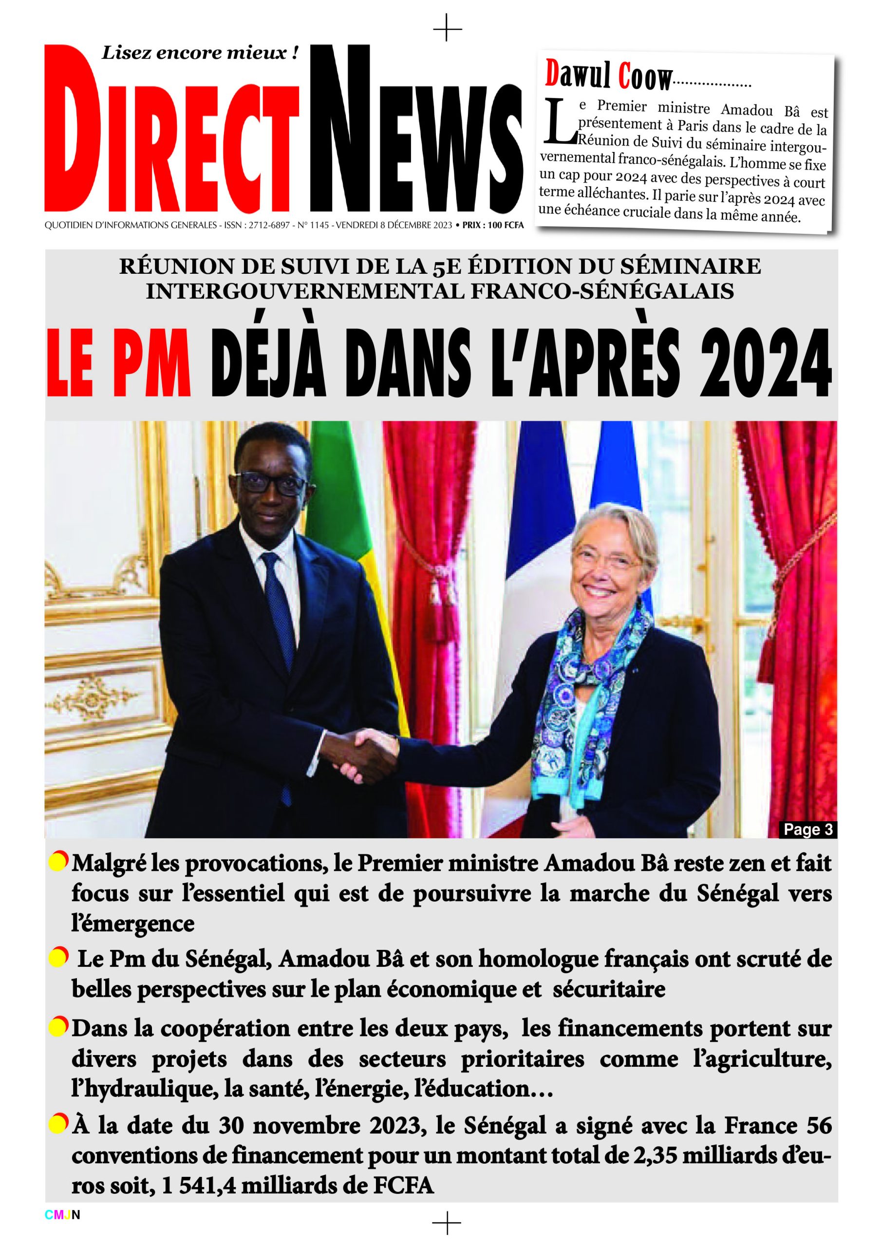 La revue de Directnews de ce vendredi 8 décembre 2023 avec Junior…