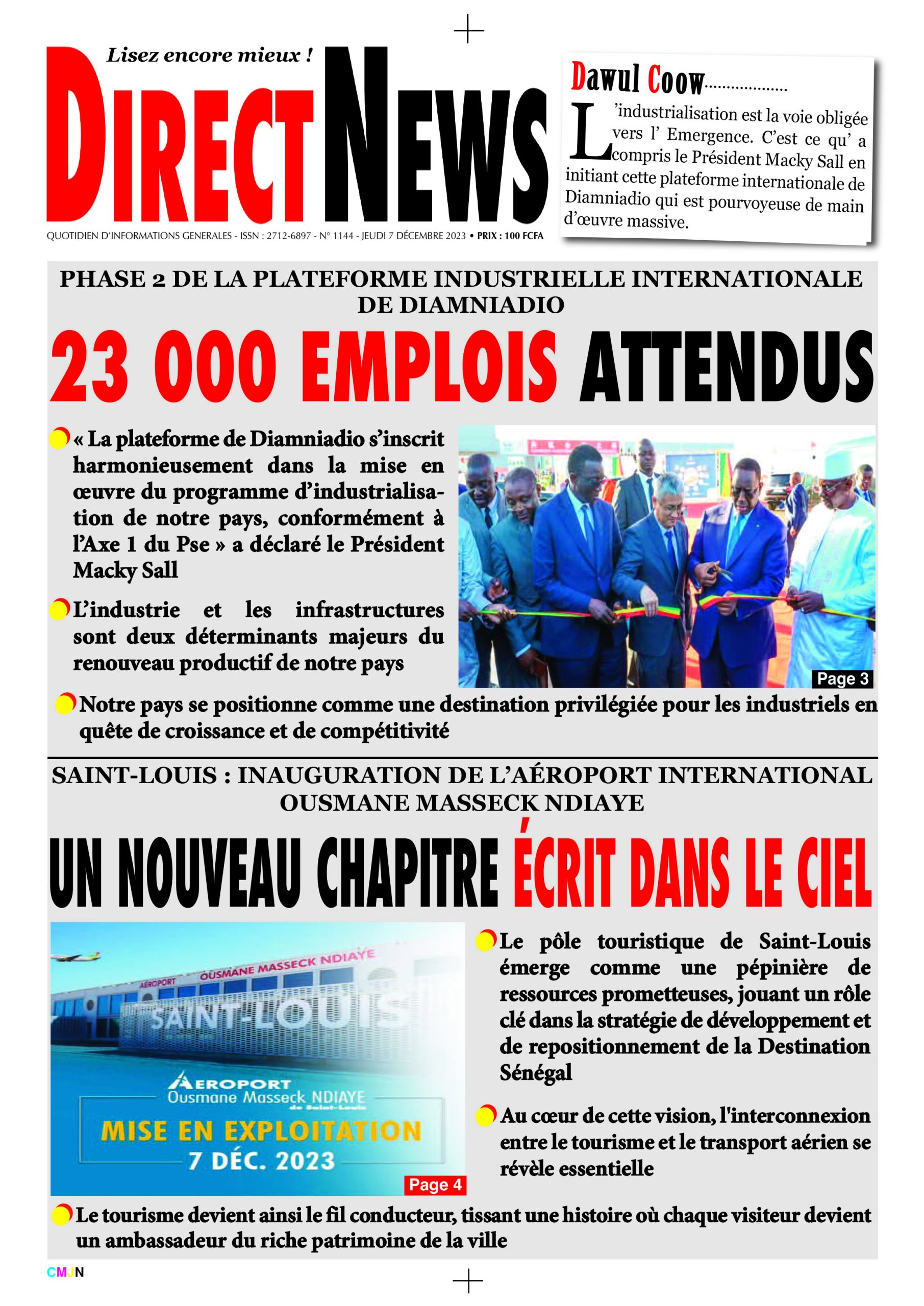 Revue de Directnews  de ce jeudi 7 décembre 2023 avec Junior…