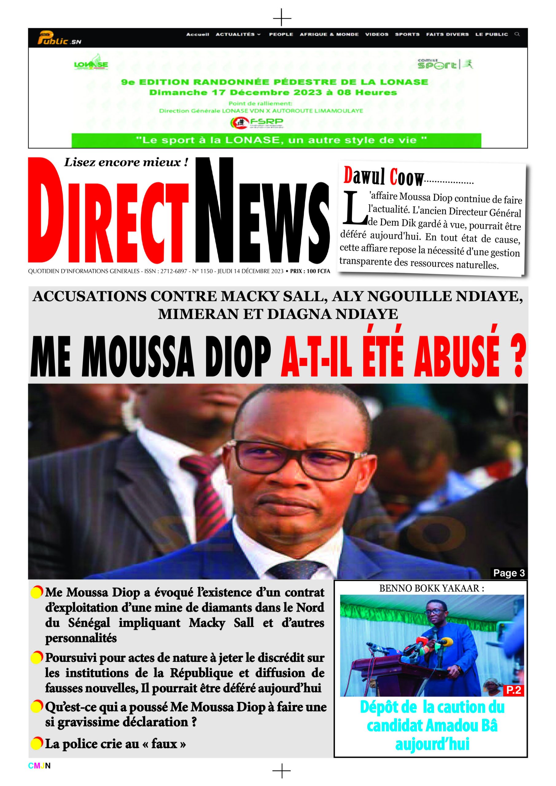 Revue de Directnews de ce jeudi 14 décembre 2023 avec Junior…