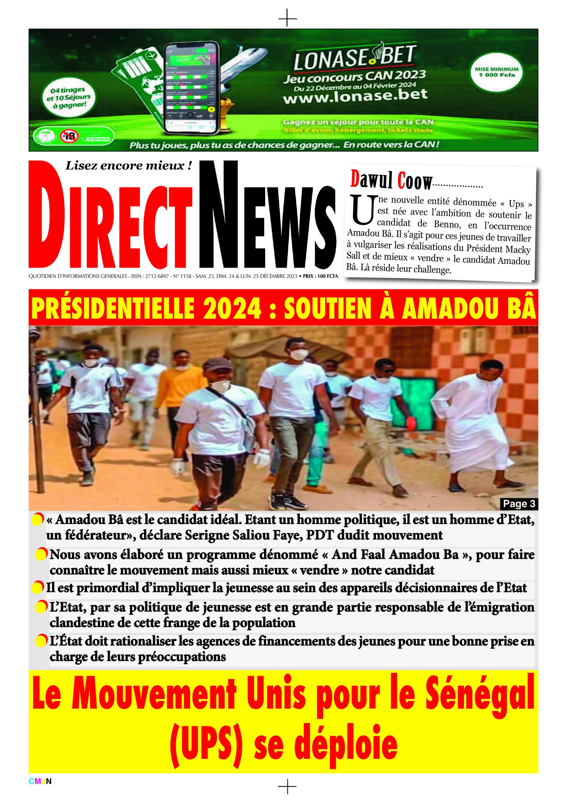 Revue de Directnews  de ce samedi 23 décembre 2023 avec Junior…