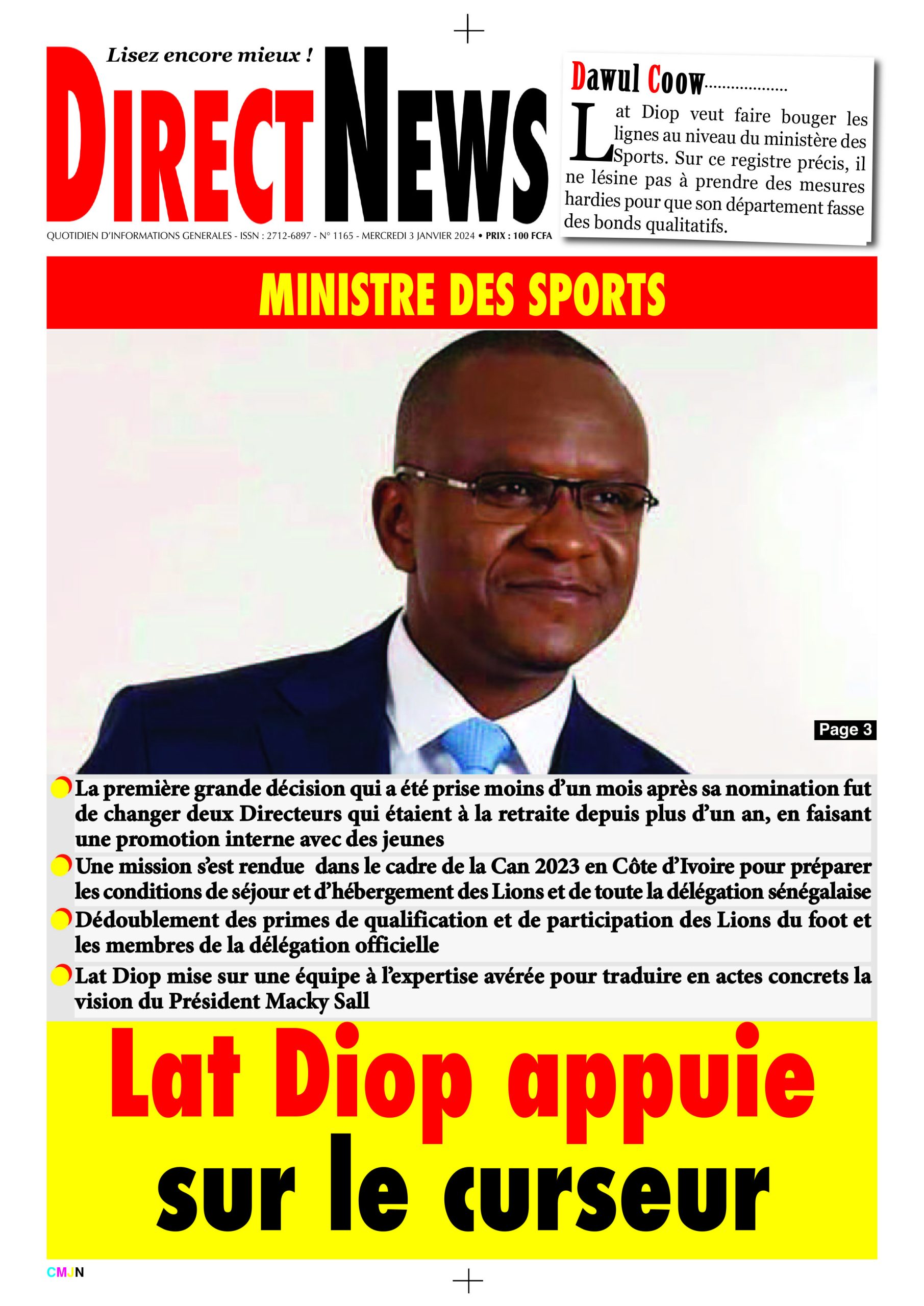 Revue de Directnews  de ce mercredi 3 janvier 2024 avec Junior…