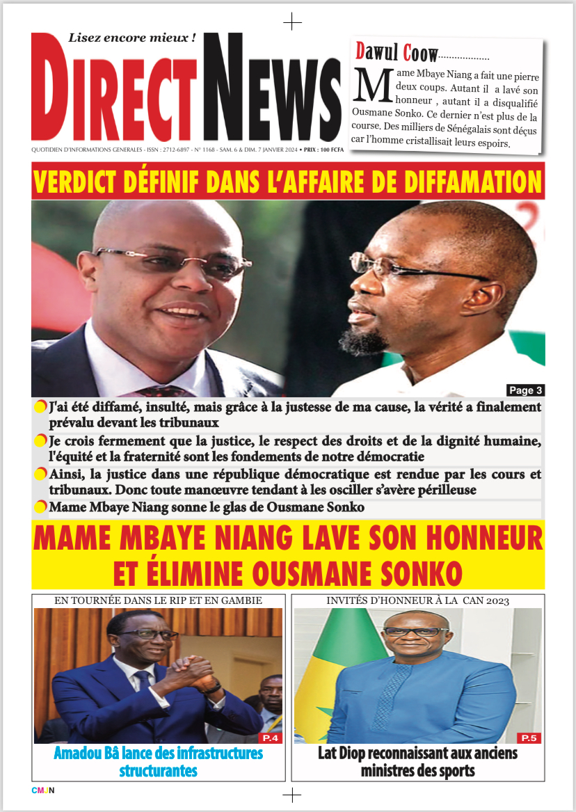 Le Journal Directnews de ce Samedi 06 Janvier 2024