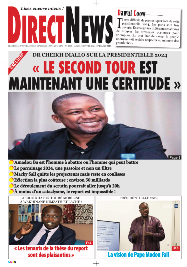 Le journal Directnewsinfo du Lundi 22 Janvier 2024