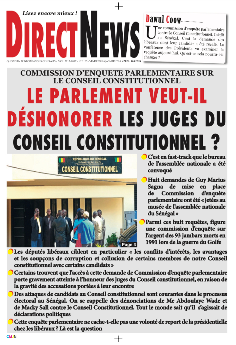 Le journal Directnewsinfo du Vendredi 26 Janvier 2024