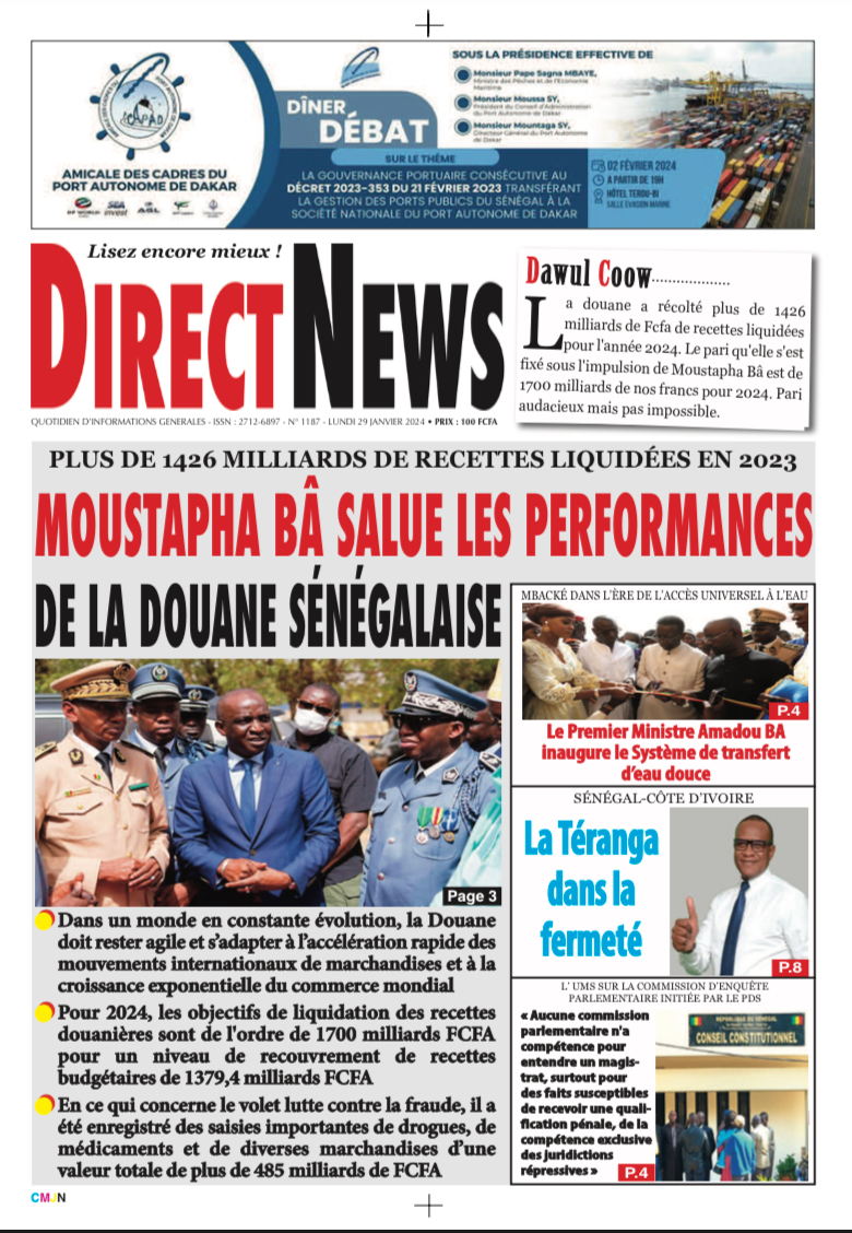 Le journal Directnewsinfo du Lundi 29 Janvier 2024