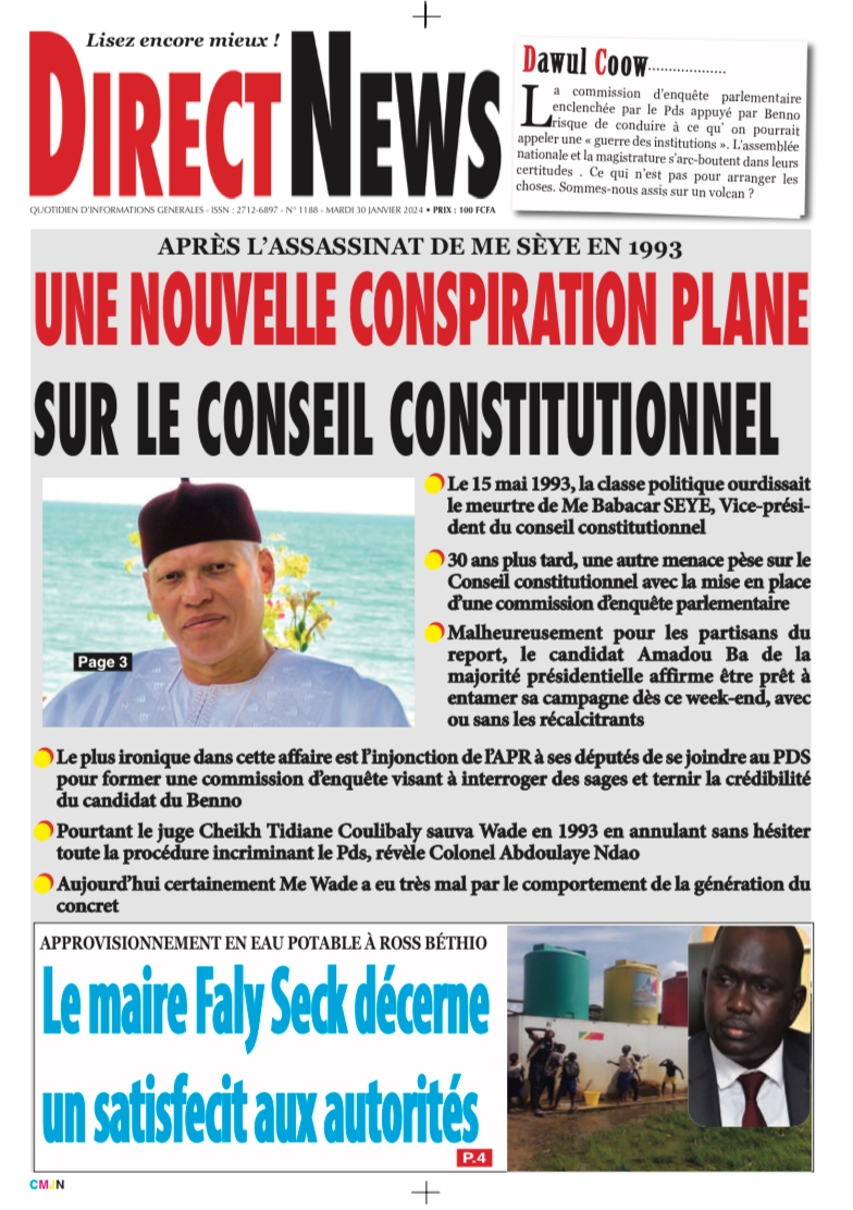 Le journal Directnewsinfo du Mardi 30 Janvier 2024