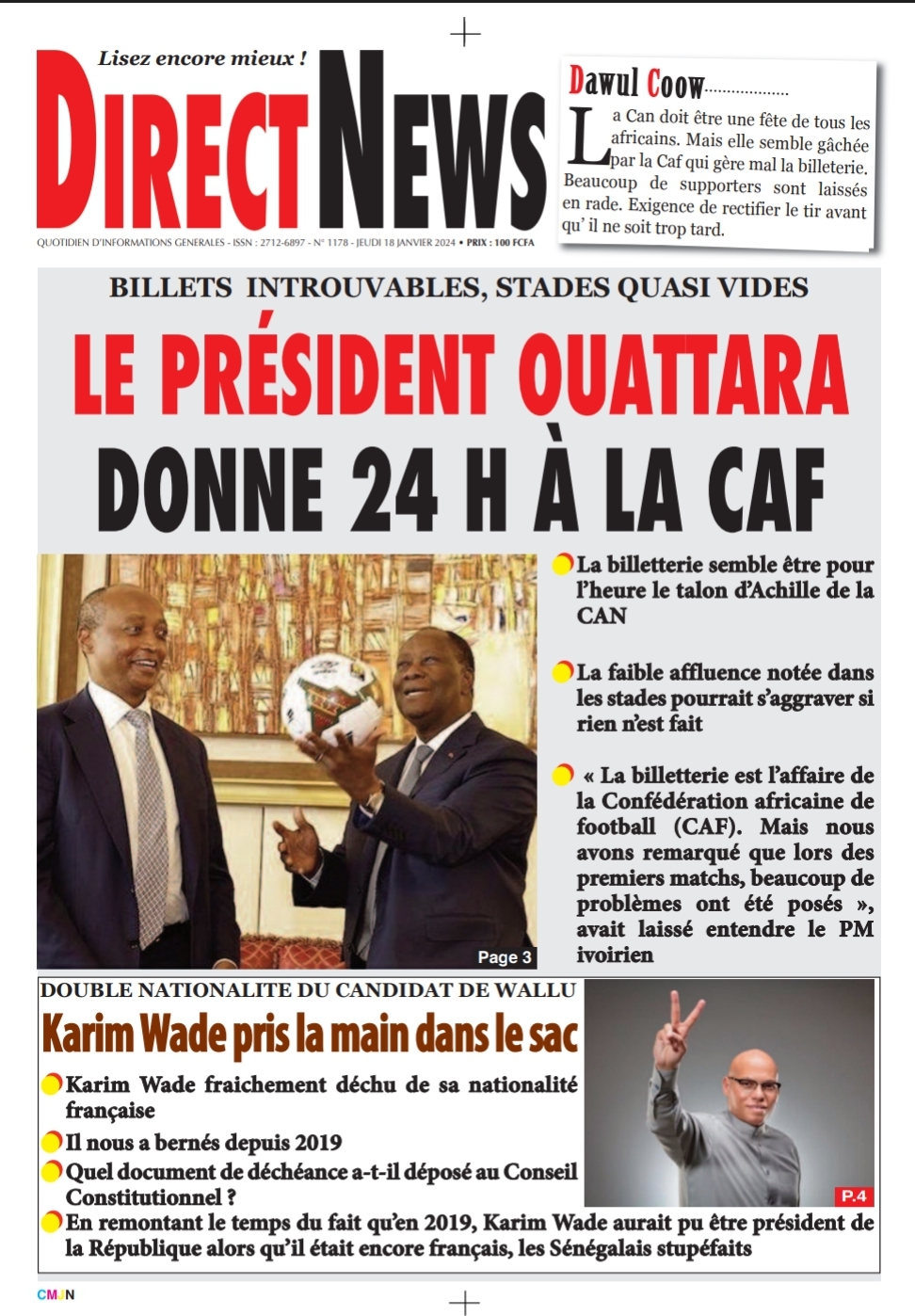 Le journal Directnewsinfo du Jeudi 18 Janvier 2024