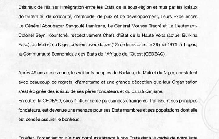 Afrique: Le Mali, le Burkina et le Niger se retirent de la CEDEAO sans délai…