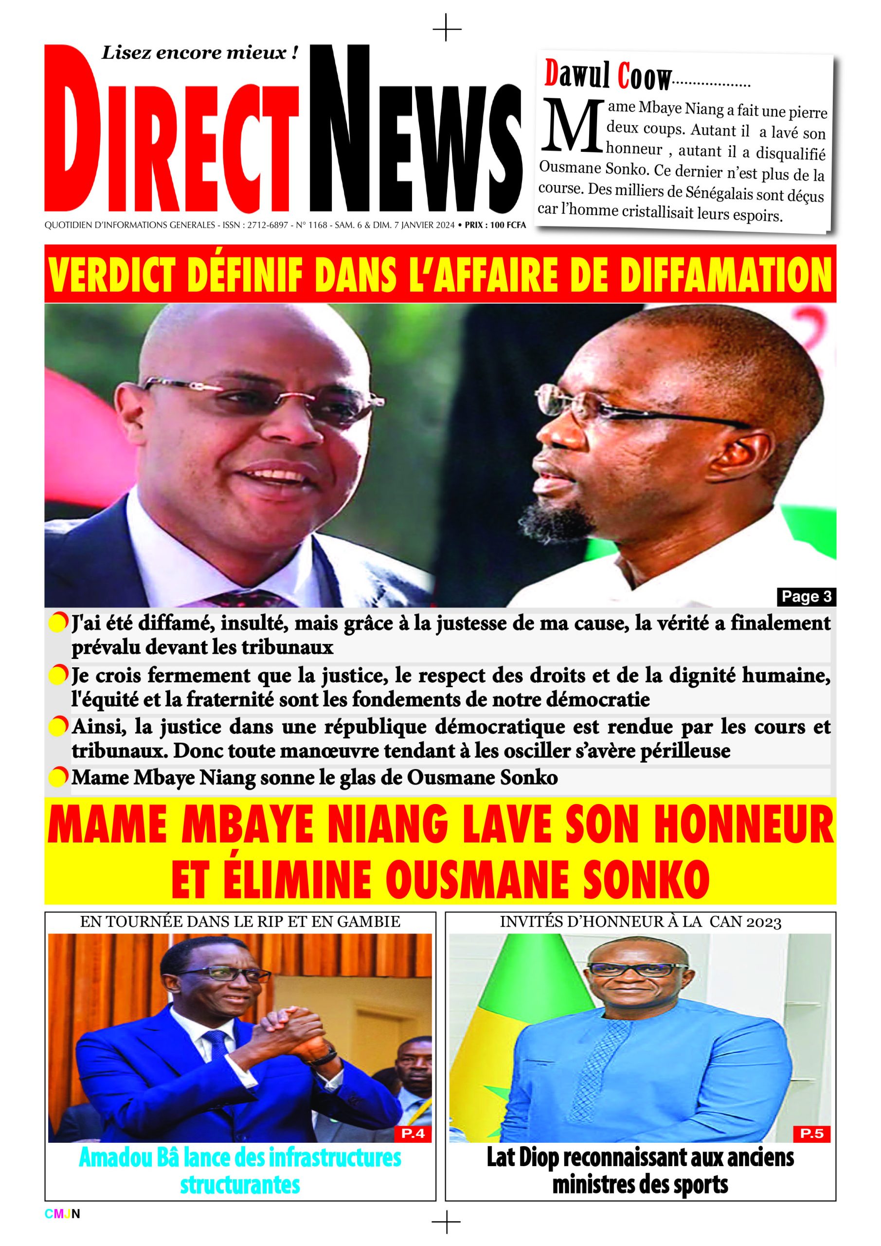 Revue de Directnews  de ce samedi 6 janvier 2024 avec Junior…