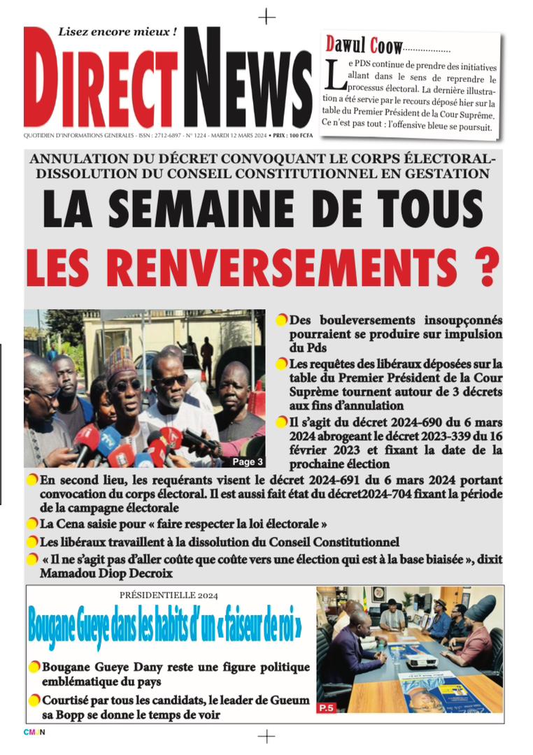 Revue de Directnews  de ce mardi 12 mars 2024 avec Junior…