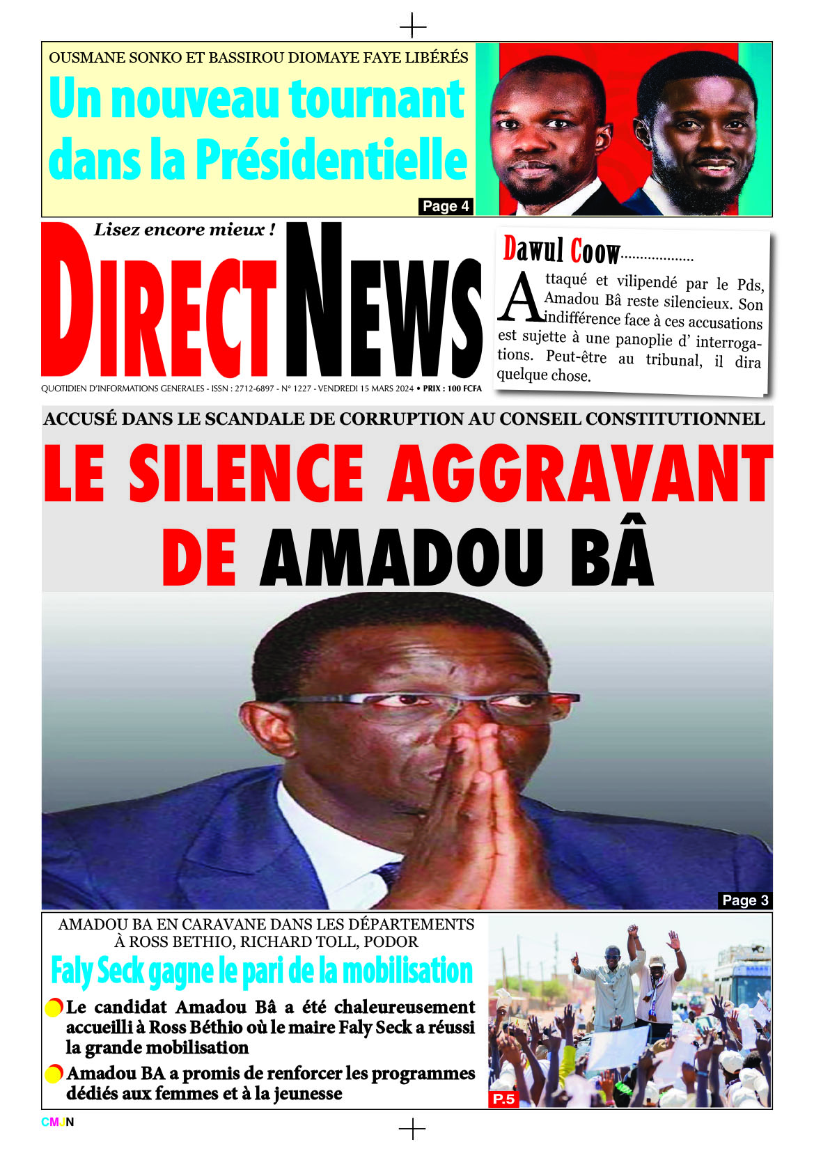 Revue de Directnews de ce vendredi 15 mars 2024 avec Junior…