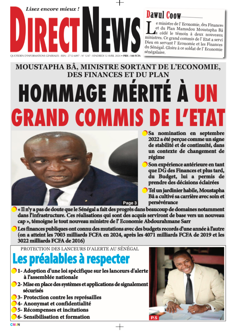 Voici la revue  de Directnews de ce vendredi 12 avril 2024 avec Junior…