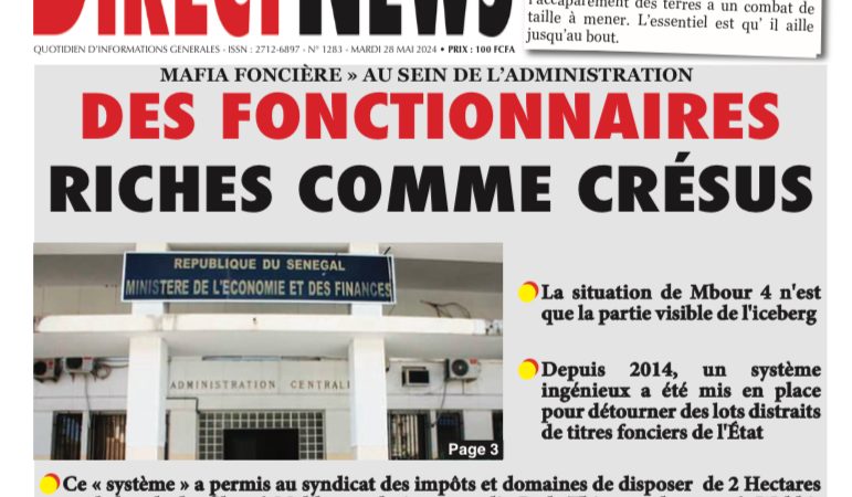 Une du journal Directnewsinfo du Mardi 28 Mai 2024