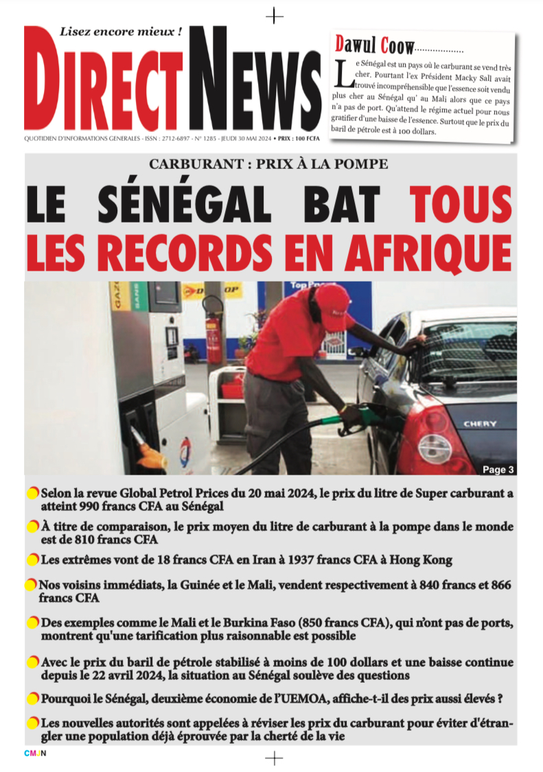 Une du journal Directnewsinfo du journal du jeudi 30 Mai 2024